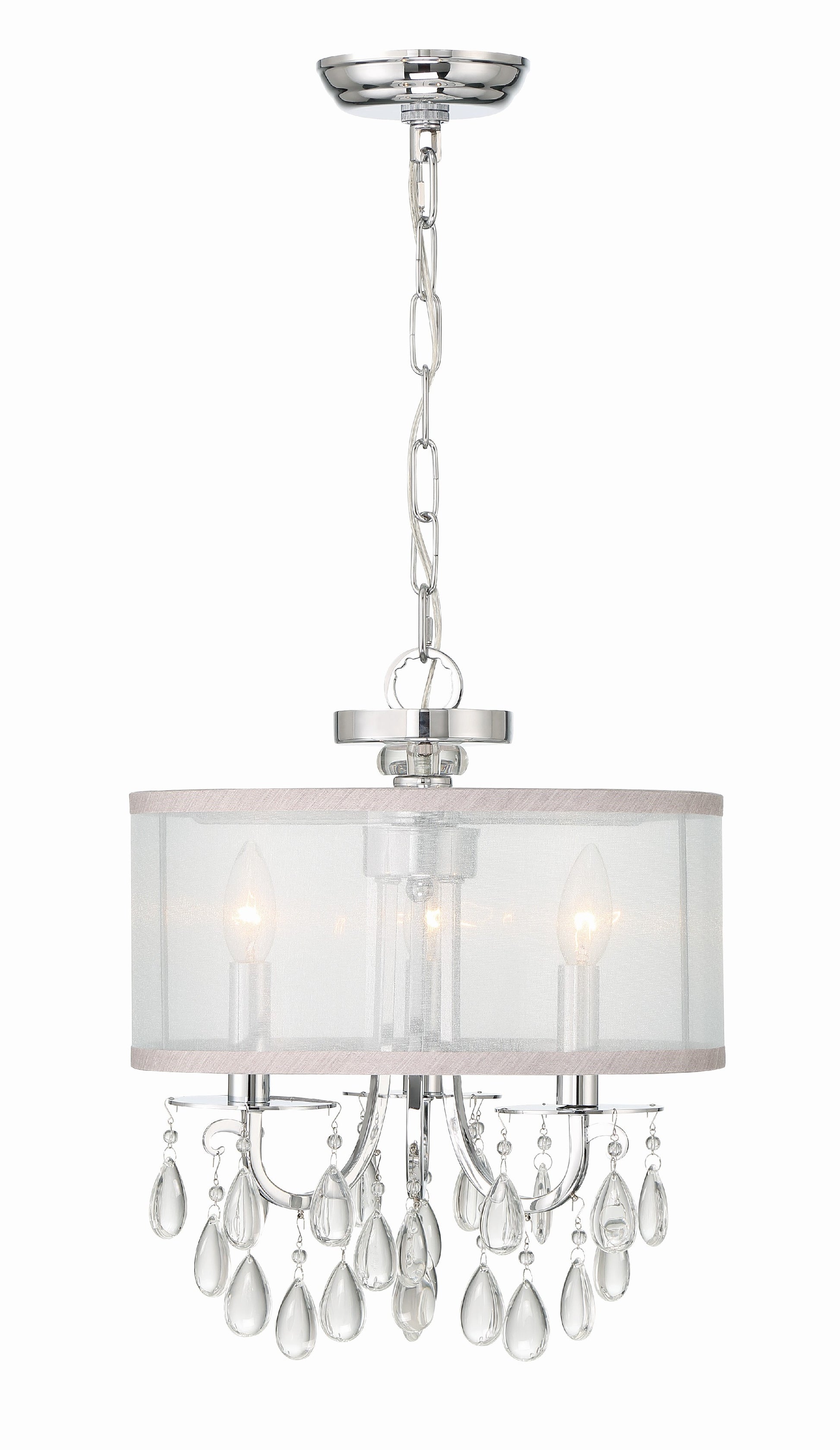 Crystorama Hampton 5623-CH – 14 Inch – 3 Light – Chandelier – Polished Chrome – Damp Rated