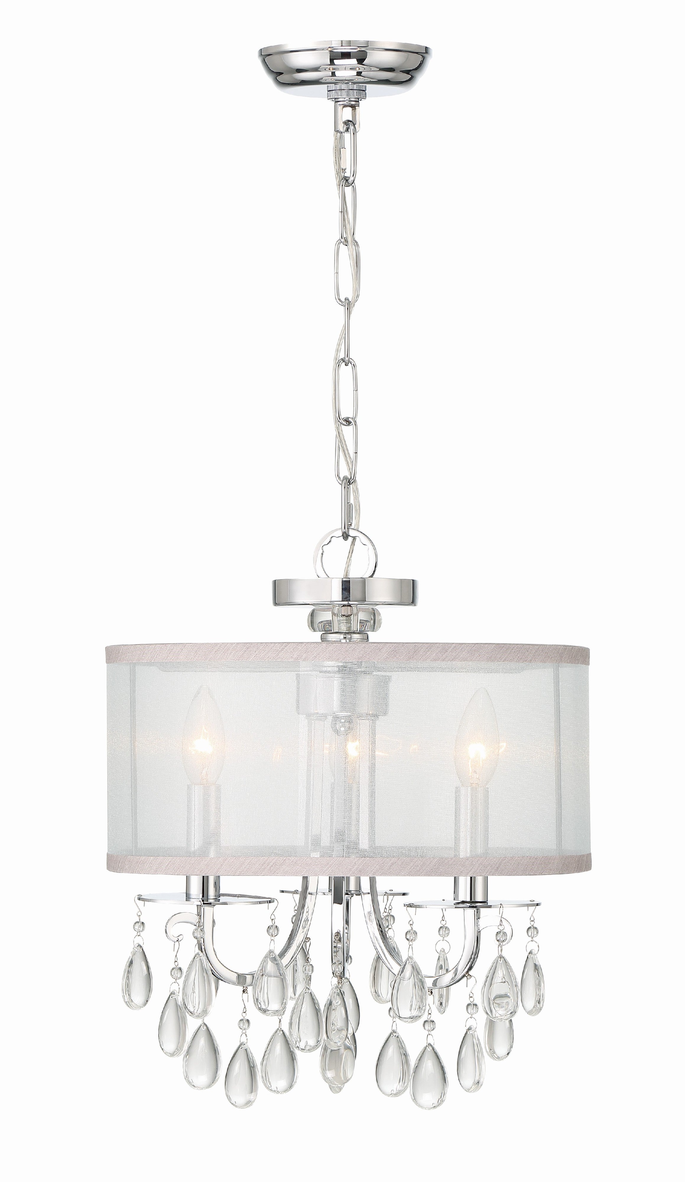 Crystorama Hampton 5623-CH – 14 Inch – 3 Light – Chandelier – Polished Chrome – Damp Rated