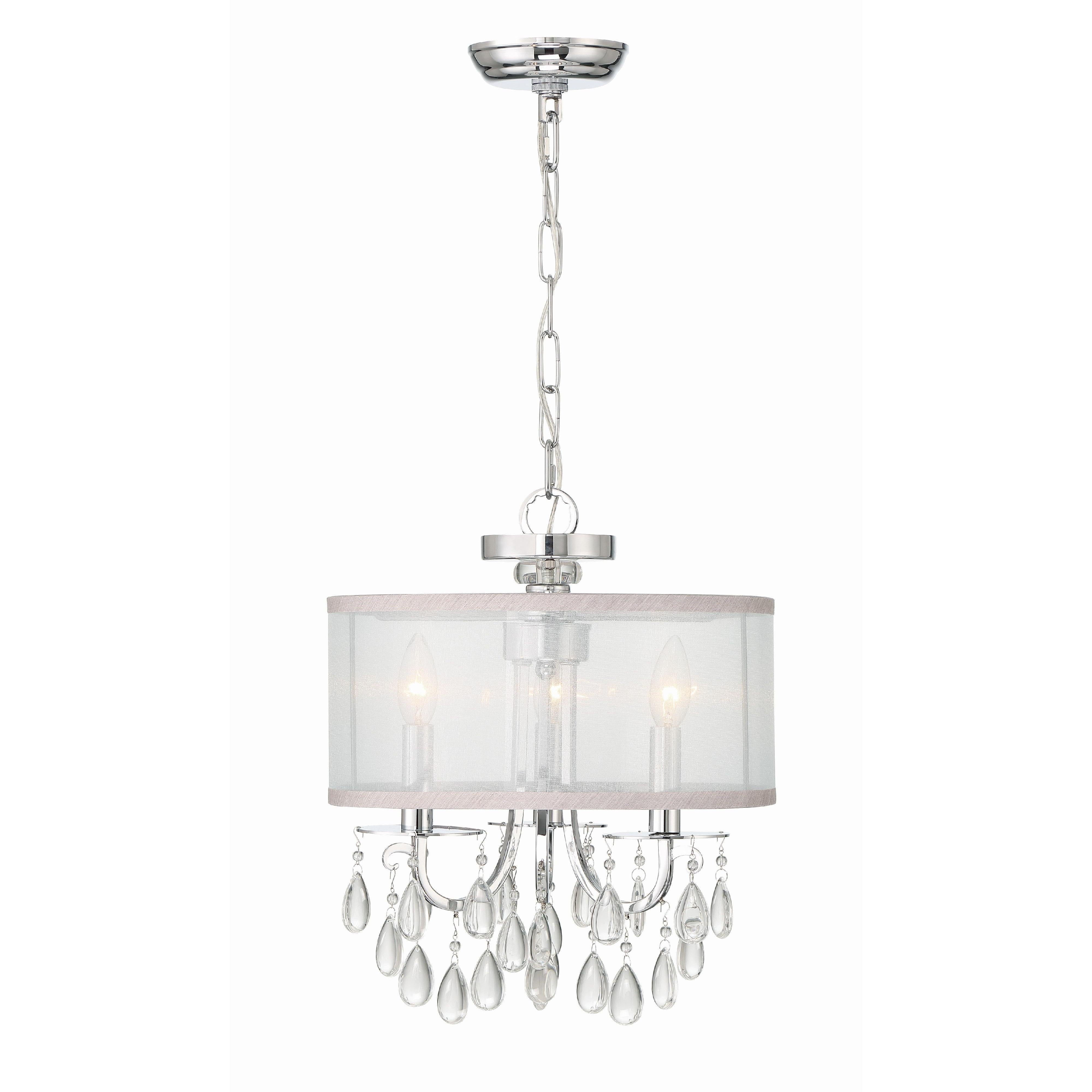 Crystorama Hampton 5623-CH – 14 Inch – 3 Light – Chandelier – Polished Chrome – Damp Rated