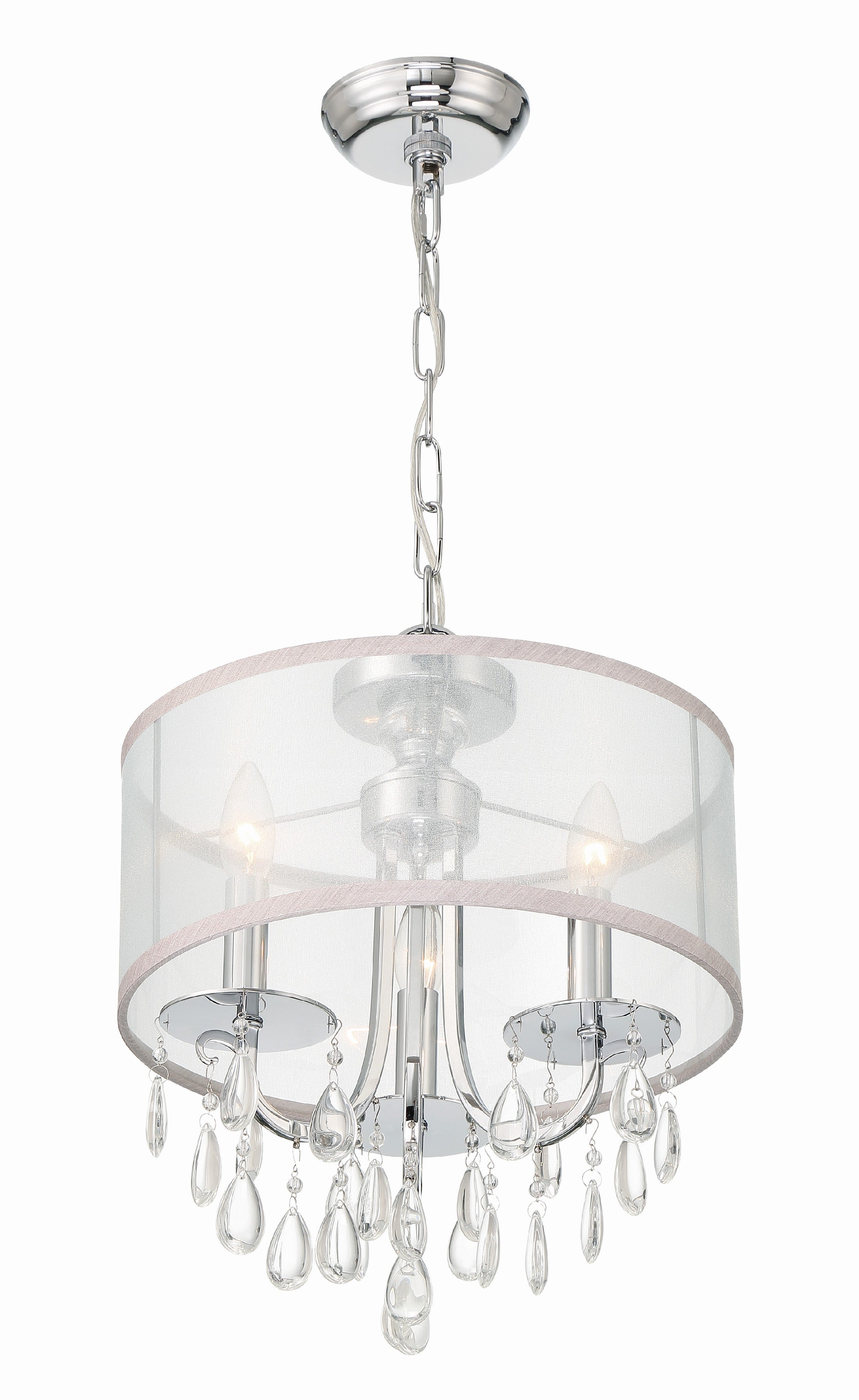 Crystorama Hampton 5623-CH – 14 Inch – 3 Light – Chandelier – Polished Chrome – Damp Rated