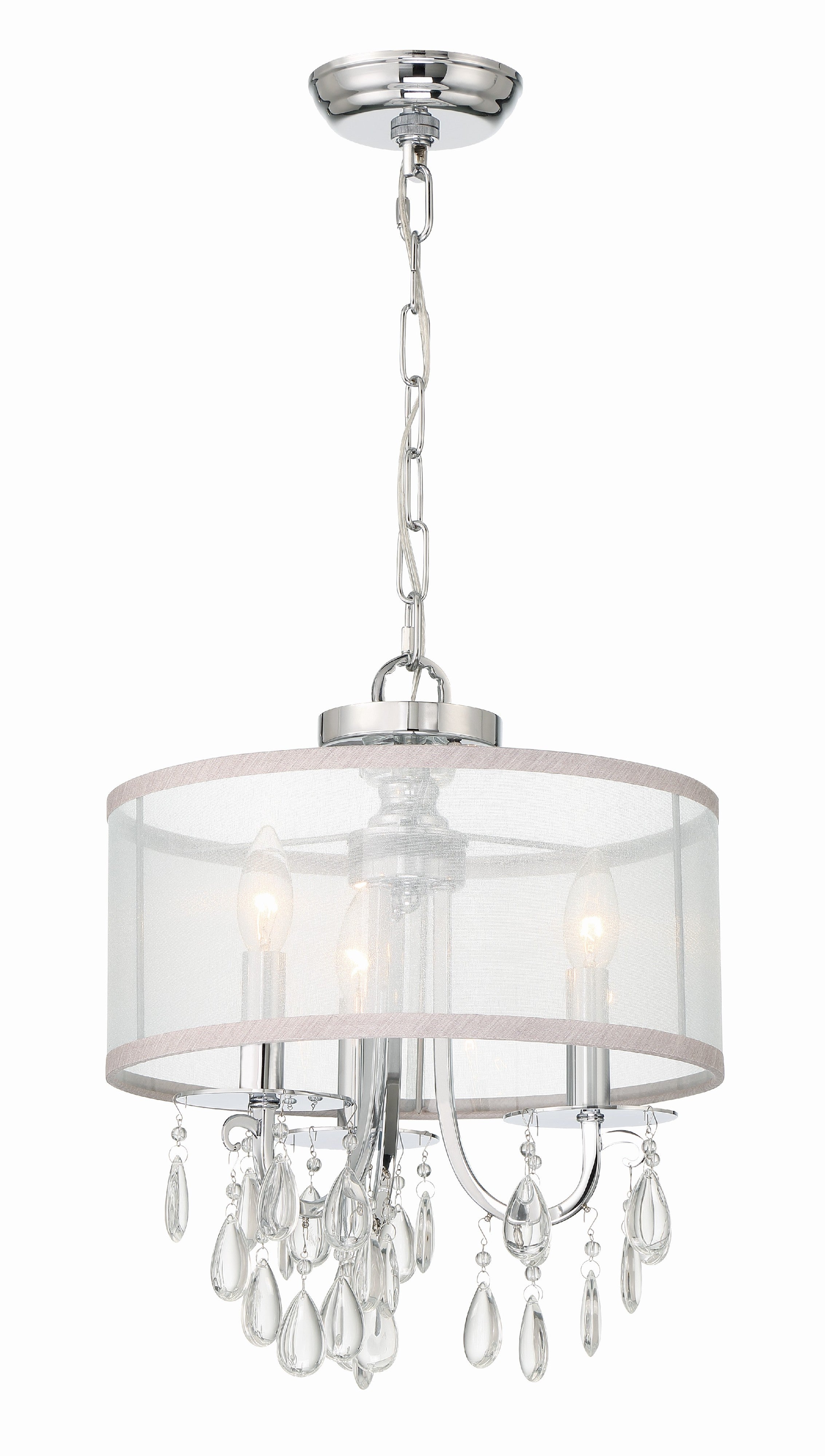 Crystorama Hampton 5623-CH – 14 Inch – 3 Light – Chandelier – Polished Chrome – Damp Rated