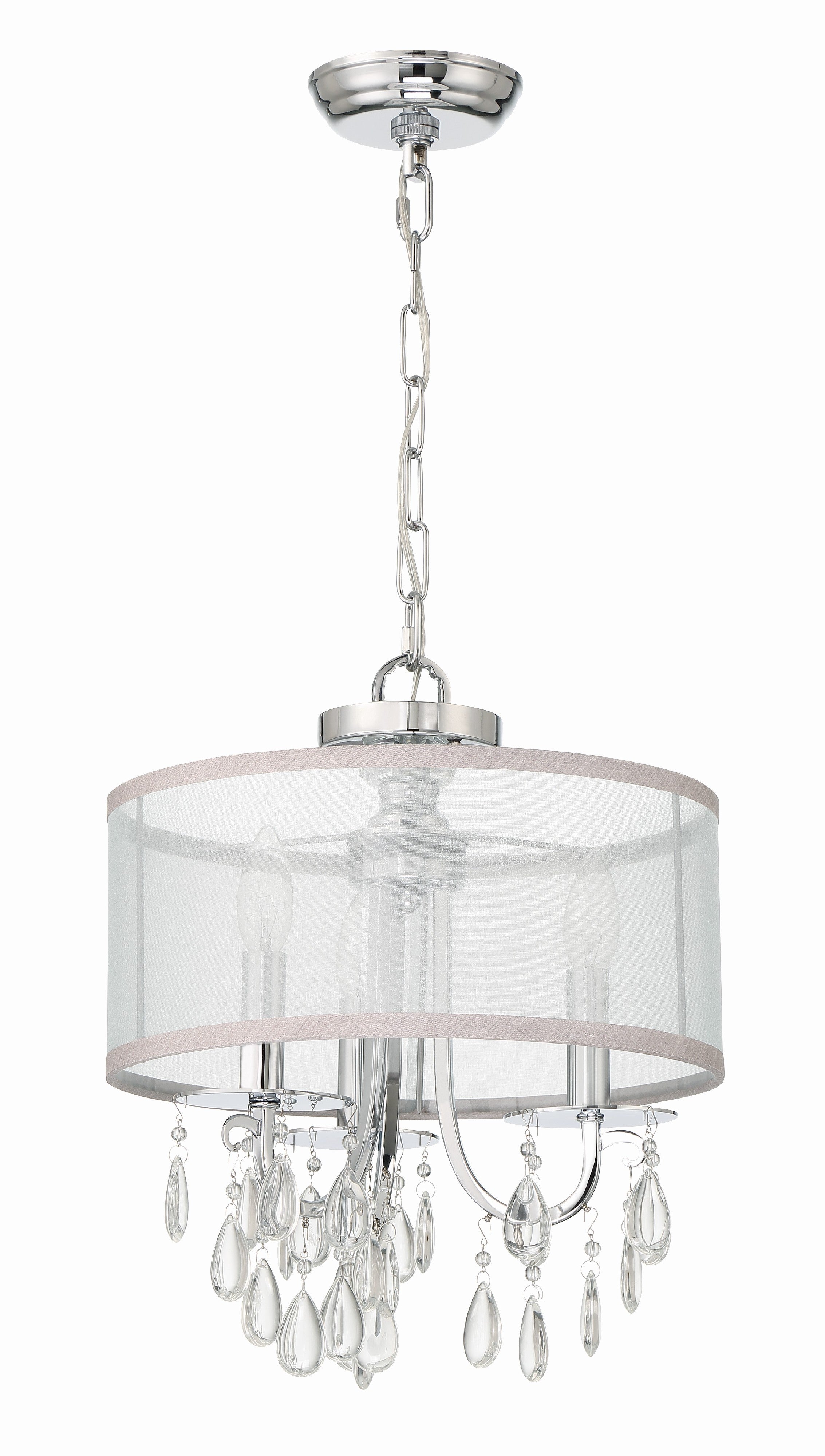 Crystorama Hampton 5623-CH – 14 Inch – 3 Light – Chandelier – Polished Chrome – Damp Rated