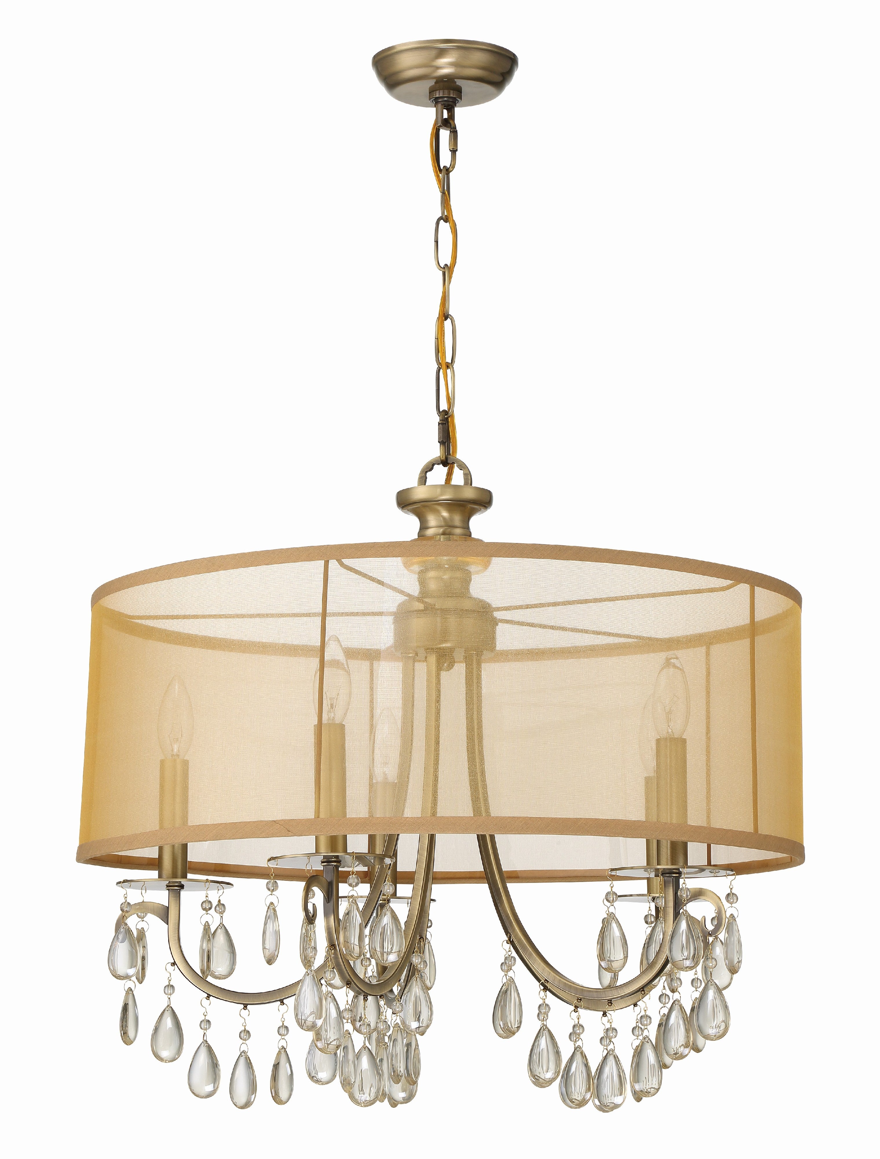 Crystorama Hampton 5625-AB – 24 Inch – 5 Light – Chandelier – Antique Brass – Damp Rated
