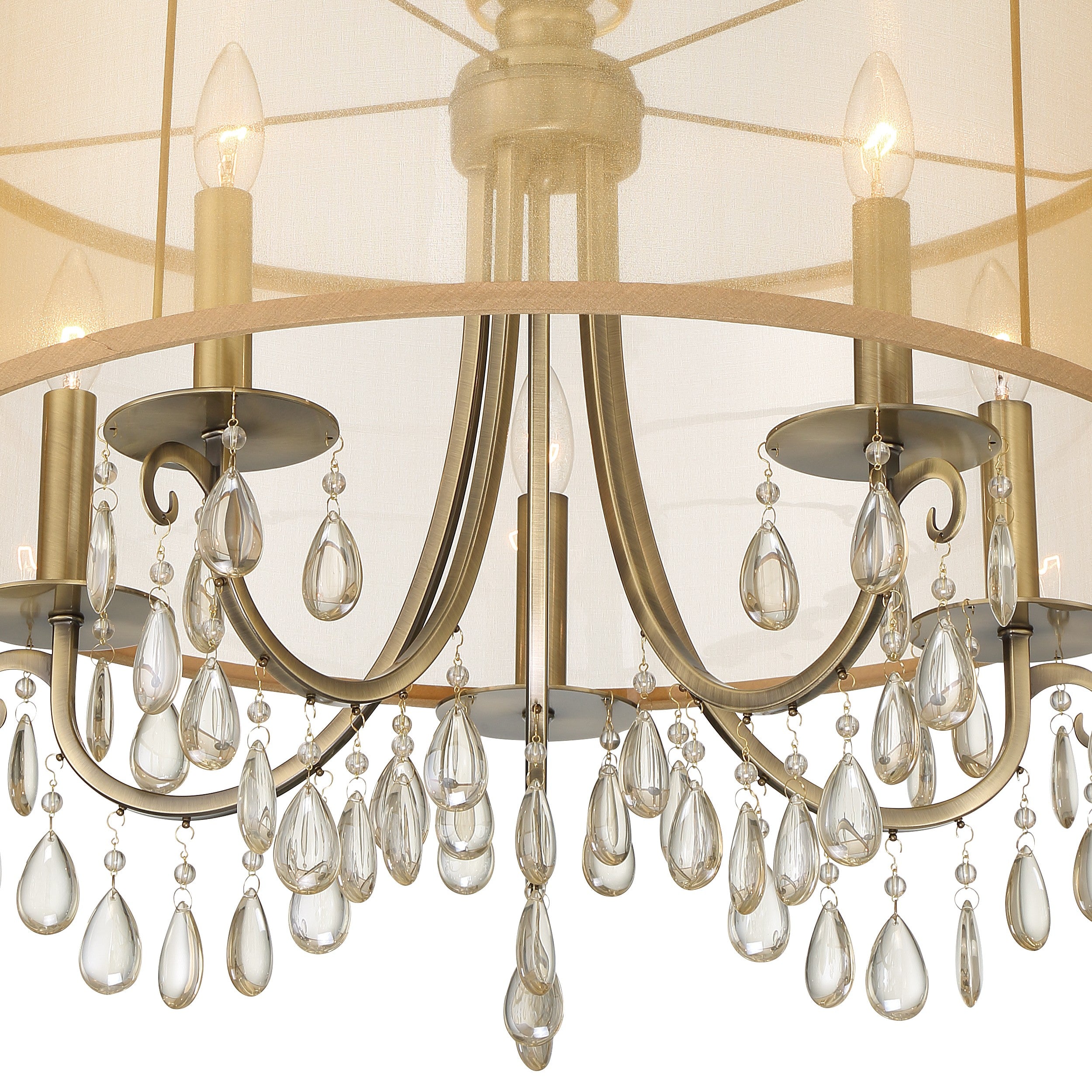 Crystorama Hampton 5625-AB – 24 Inch – 5 Light – Chandelier – Antique Brass – Damp Rated