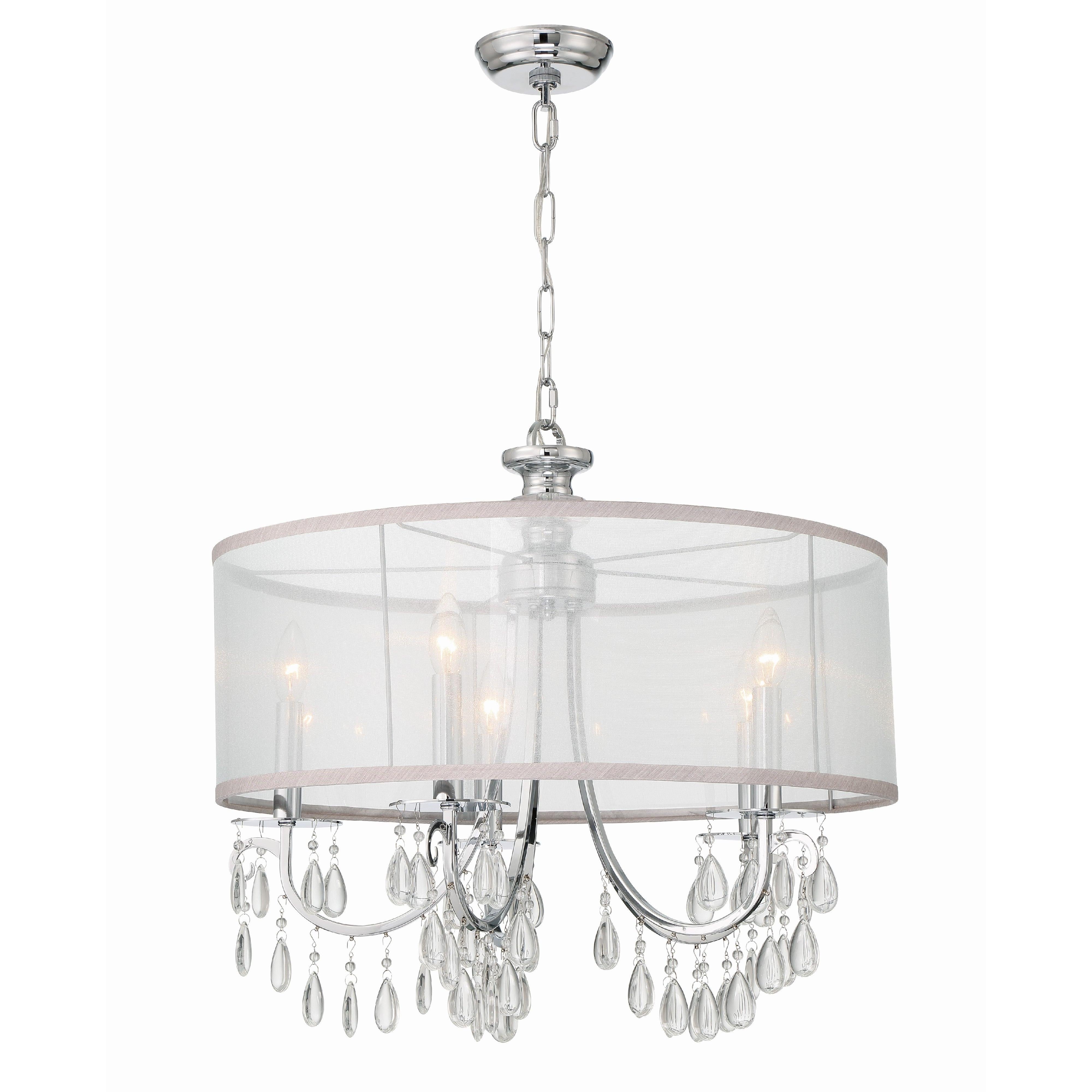 Crystorama Hampton 5625-CH – 24 Inch – 5 Light – Chandelier – Polished Chrome – Damp Rated
