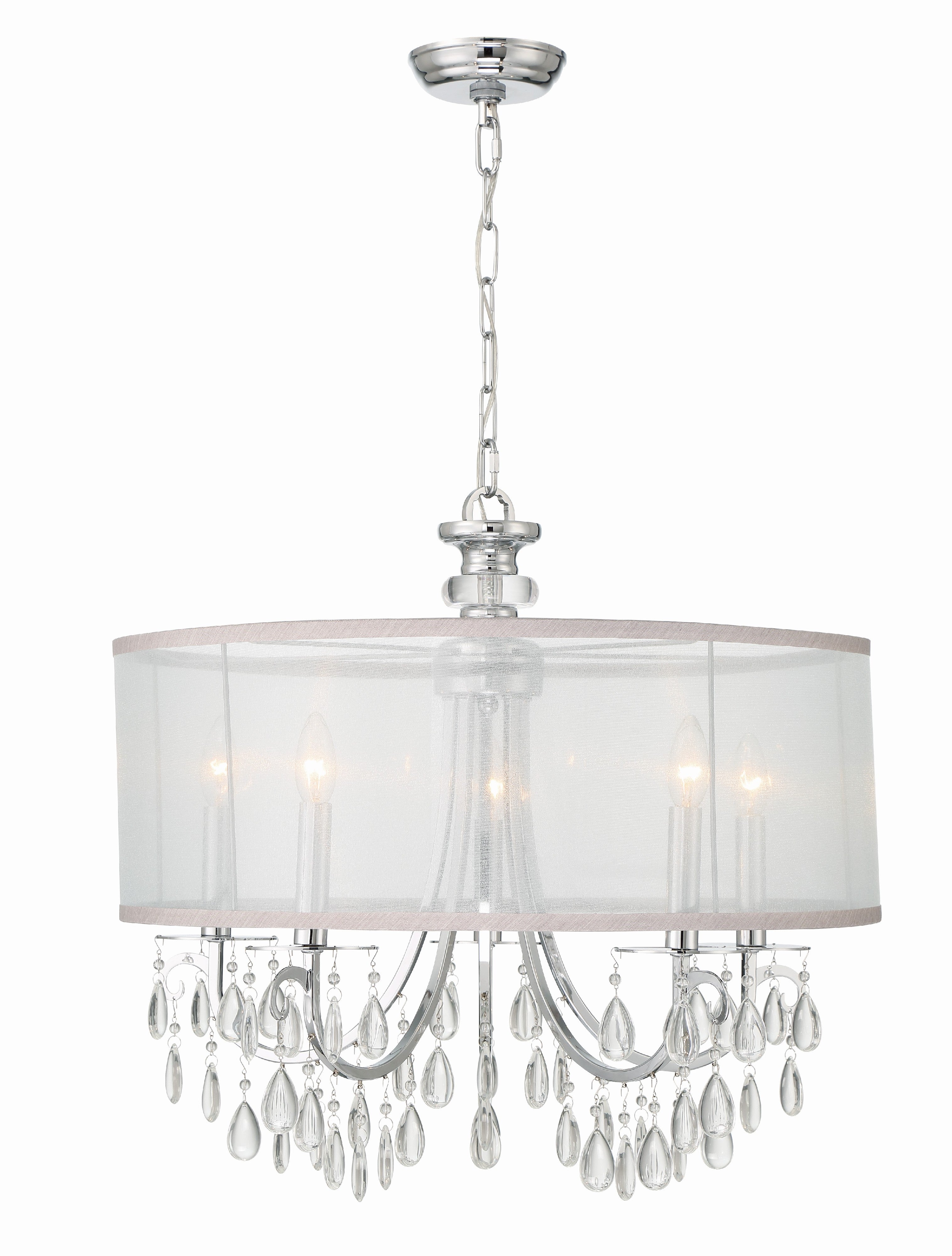 Crystorama Hampton 5625-CH – 24 Inch – 5 Light – Chandelier – Polished Chrome – Damp Rated