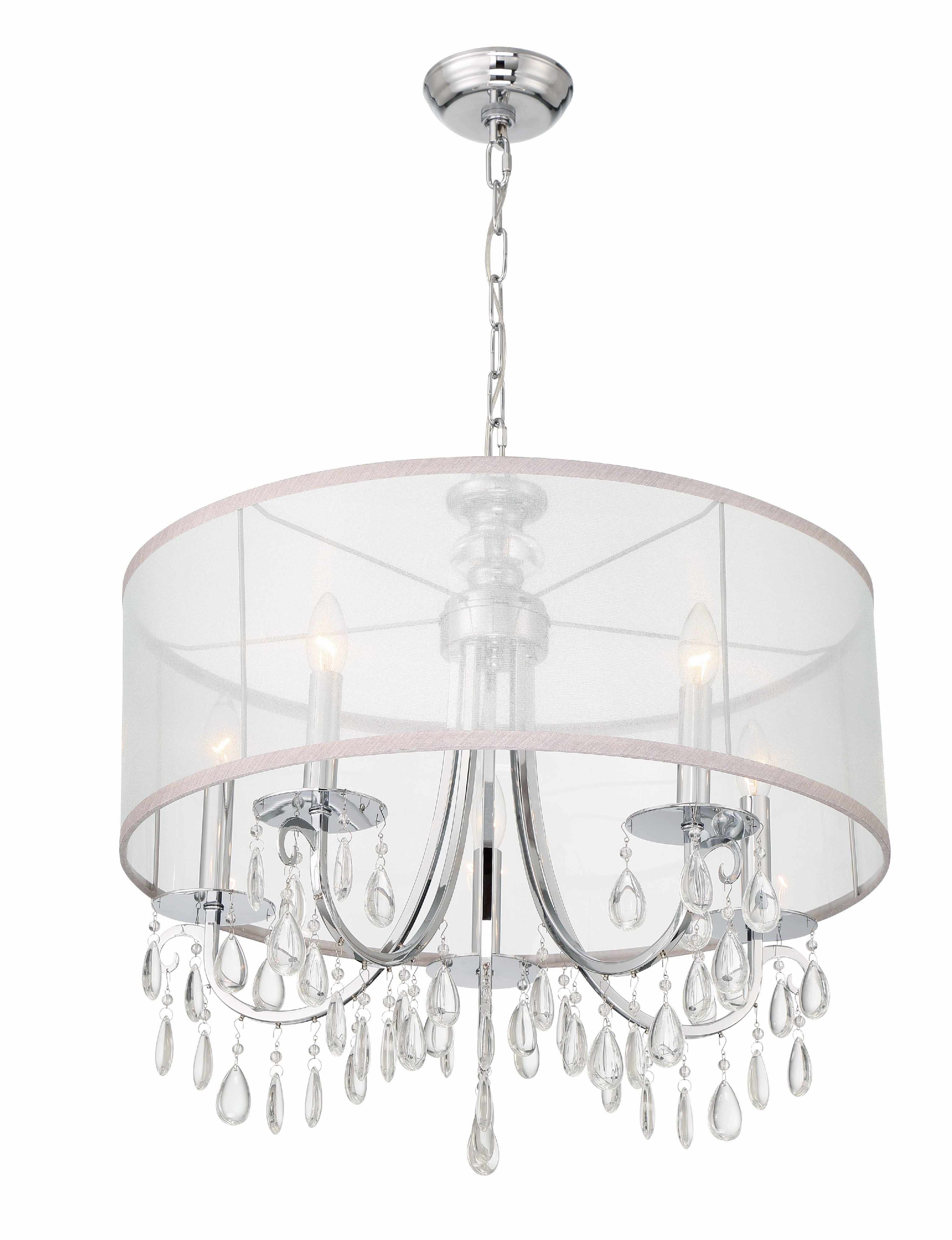 Crystorama Hampton 5625-CH – 24 Inch – 5 Light – Chandelier – Polished Chrome – Damp Rated