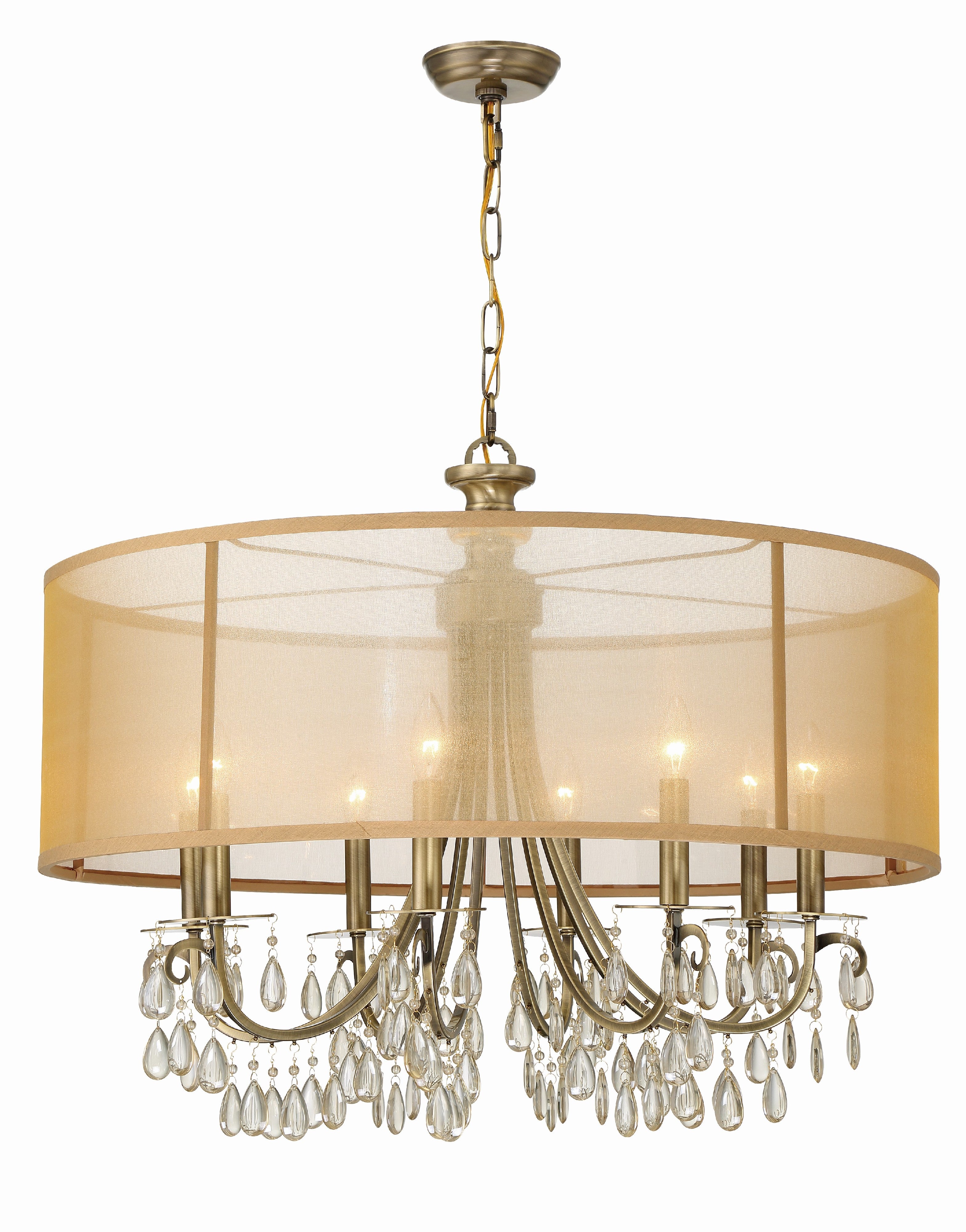Crystorama Hampton 5628-AB – 32 Inch – 8 Light – Chandelier – Antique Brass – Damp Rated