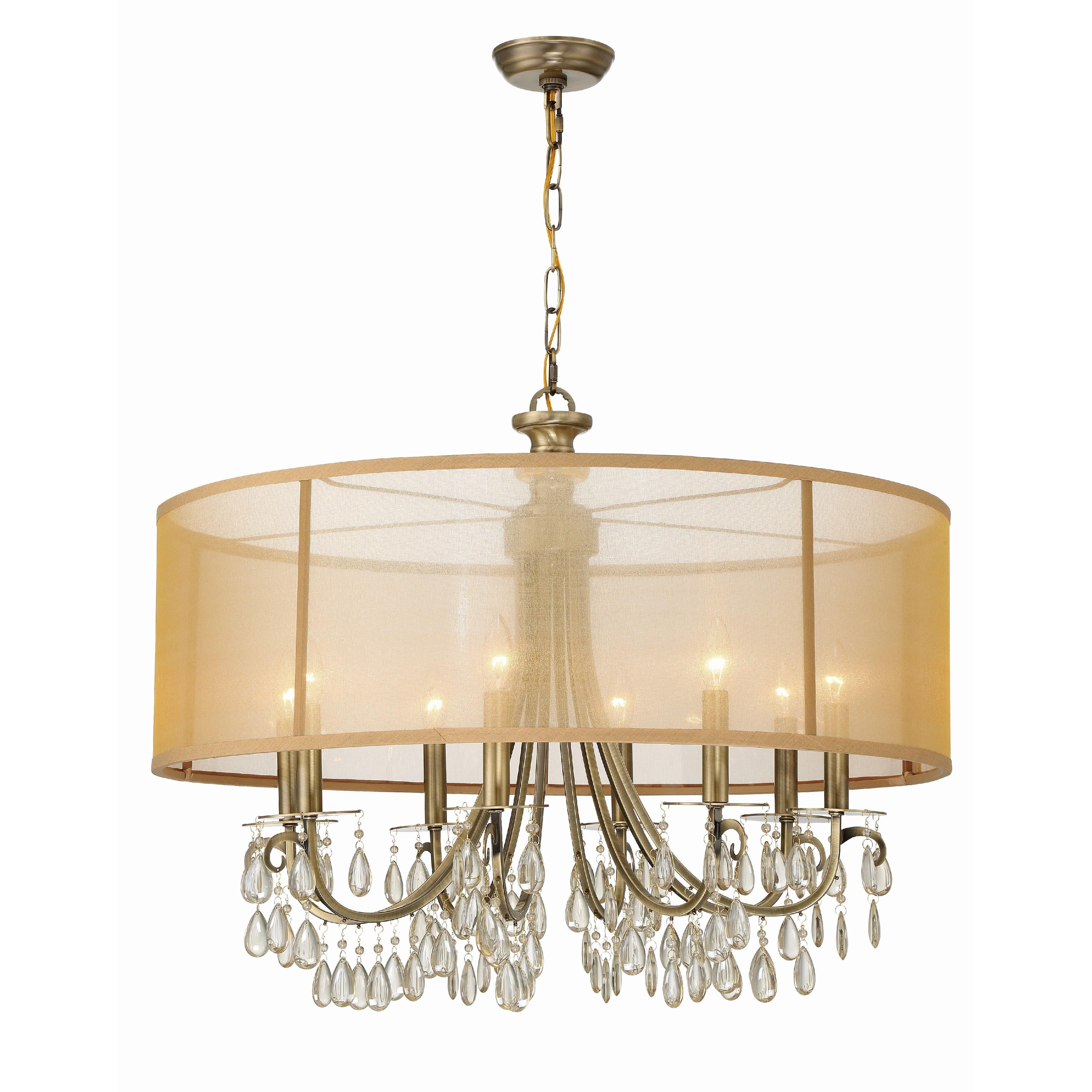 Crystorama Hampton 5628-AB – 32 Inch – 8 Light – Chandelier – Antique Brass – Damp Rated