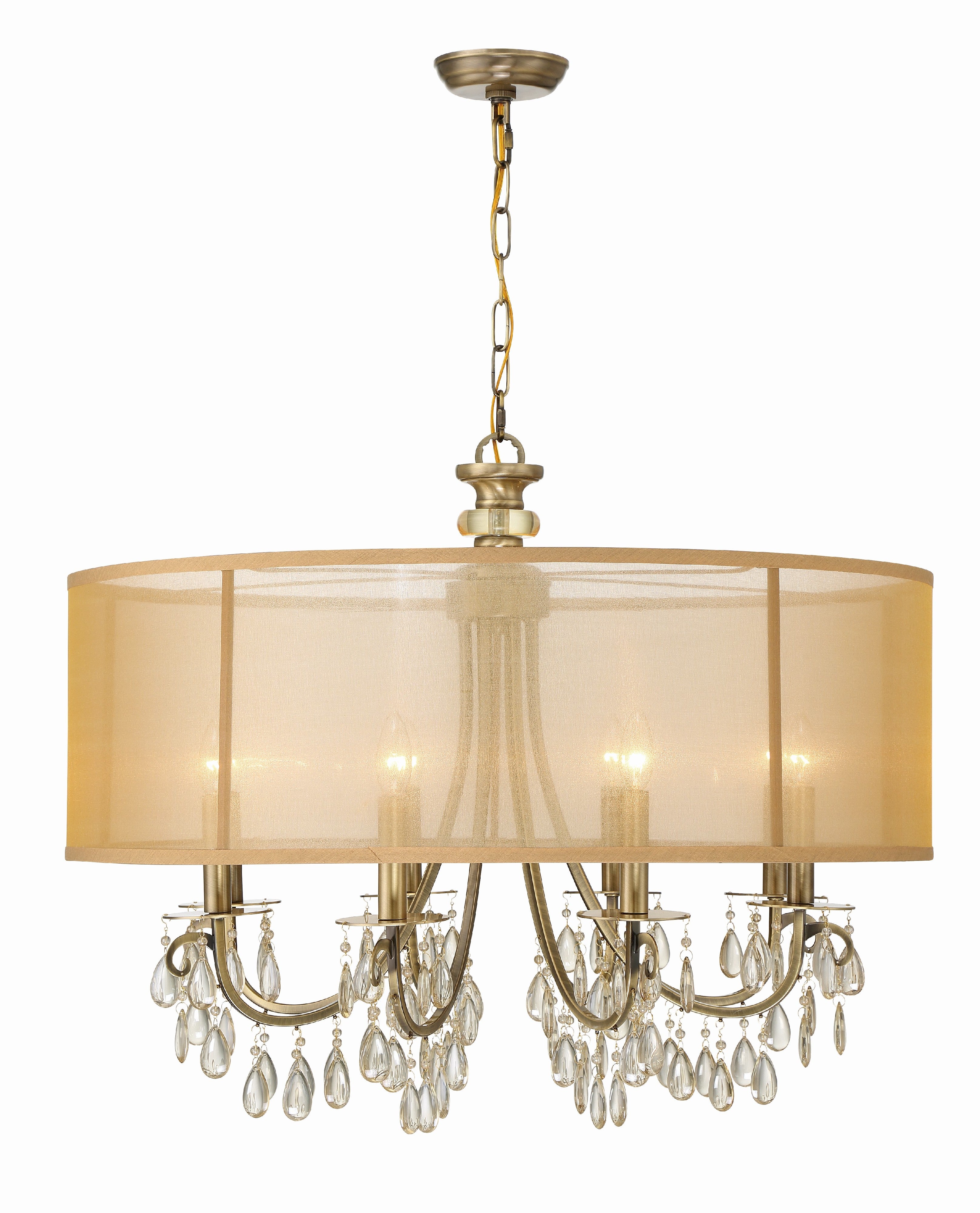 Crystorama Hampton 5628-AB – 32 Inch – 8 Light – Chandelier – Antique Brass – Damp Rated