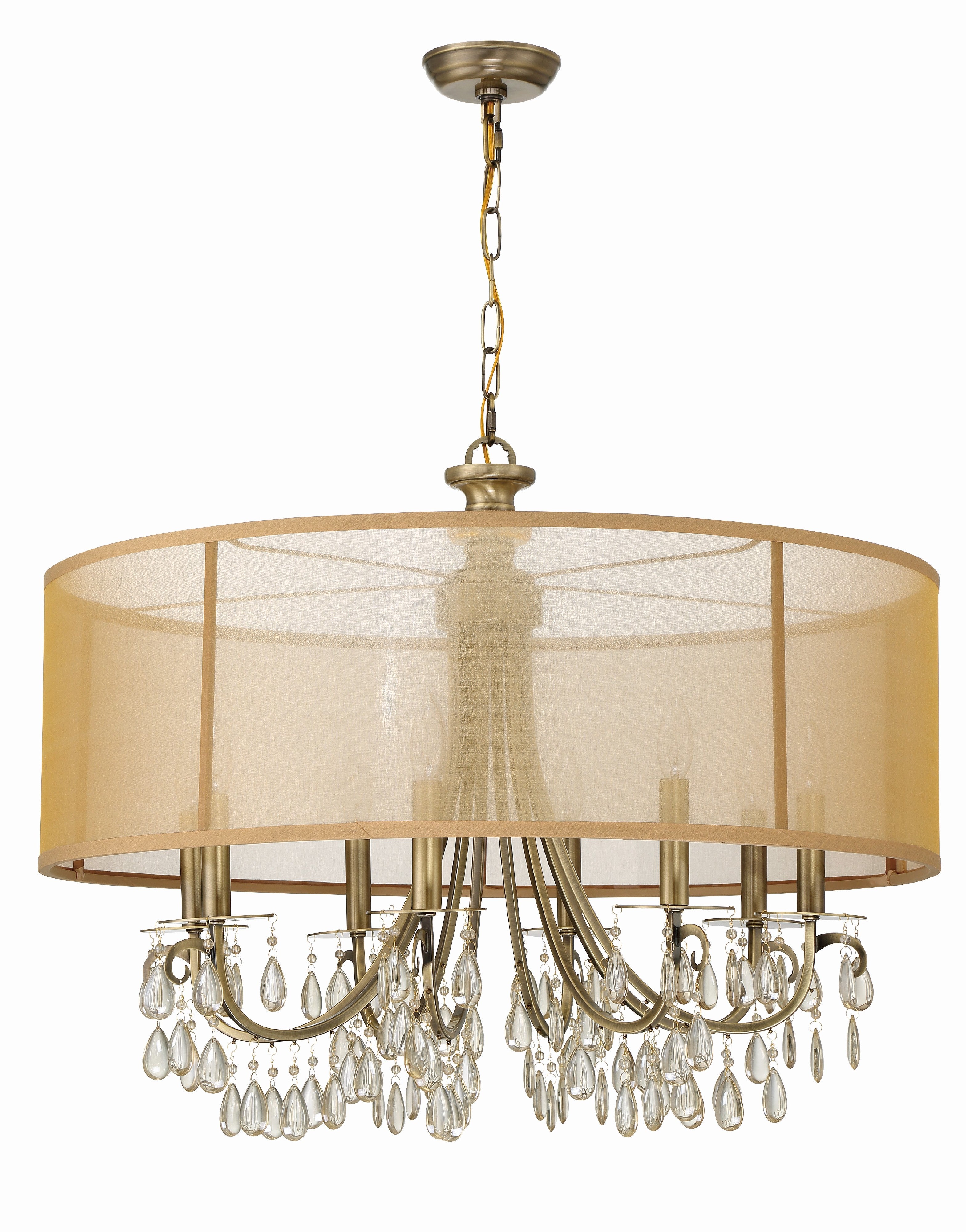 Crystorama Hampton 5628-AB – 32 Inch – 8 Light – Chandelier – Antique Brass – Damp Rated