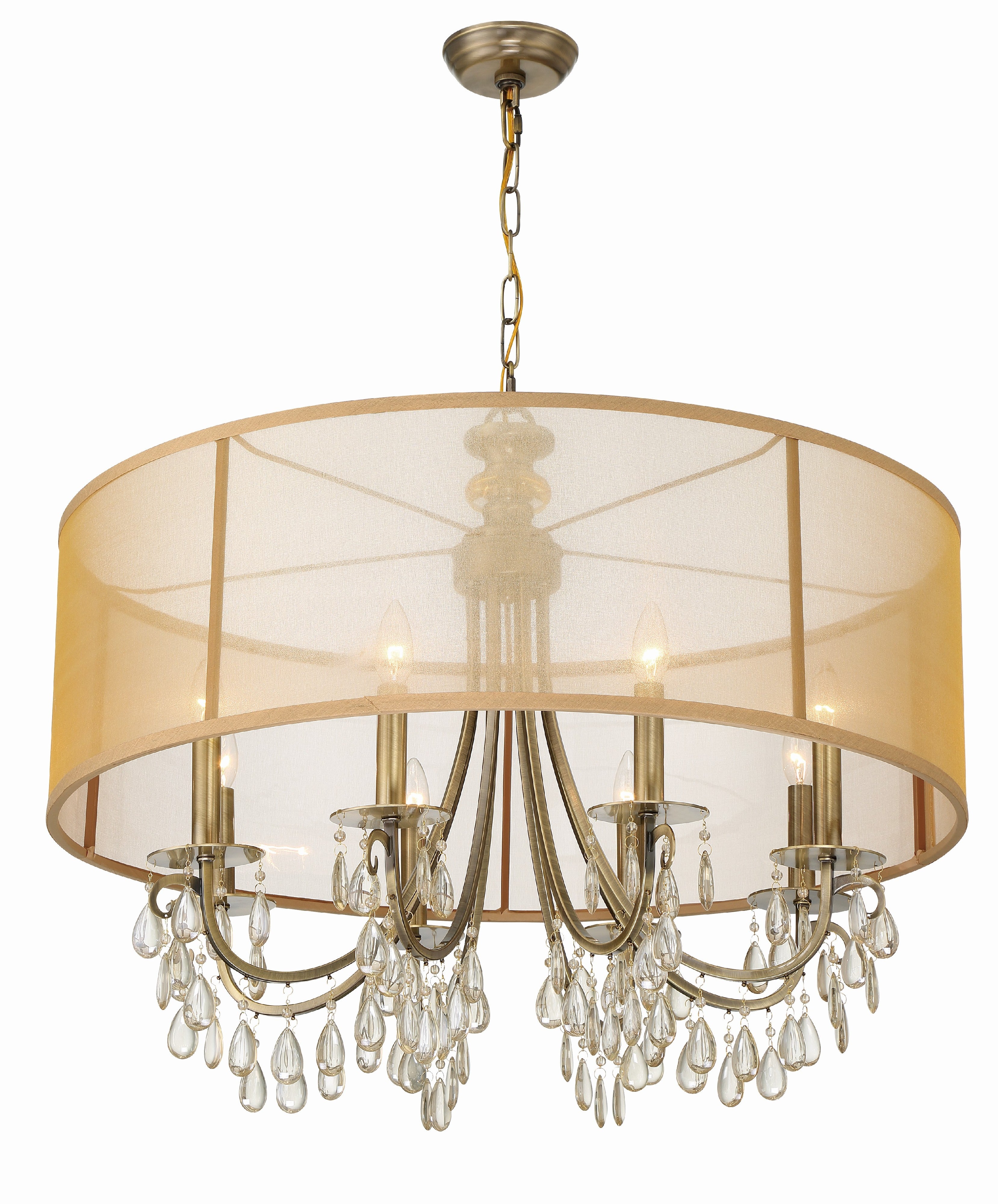 Crystorama Hampton 5628-AB – 32 Inch – 8 Light – Chandelier – Antique Brass – Damp Rated