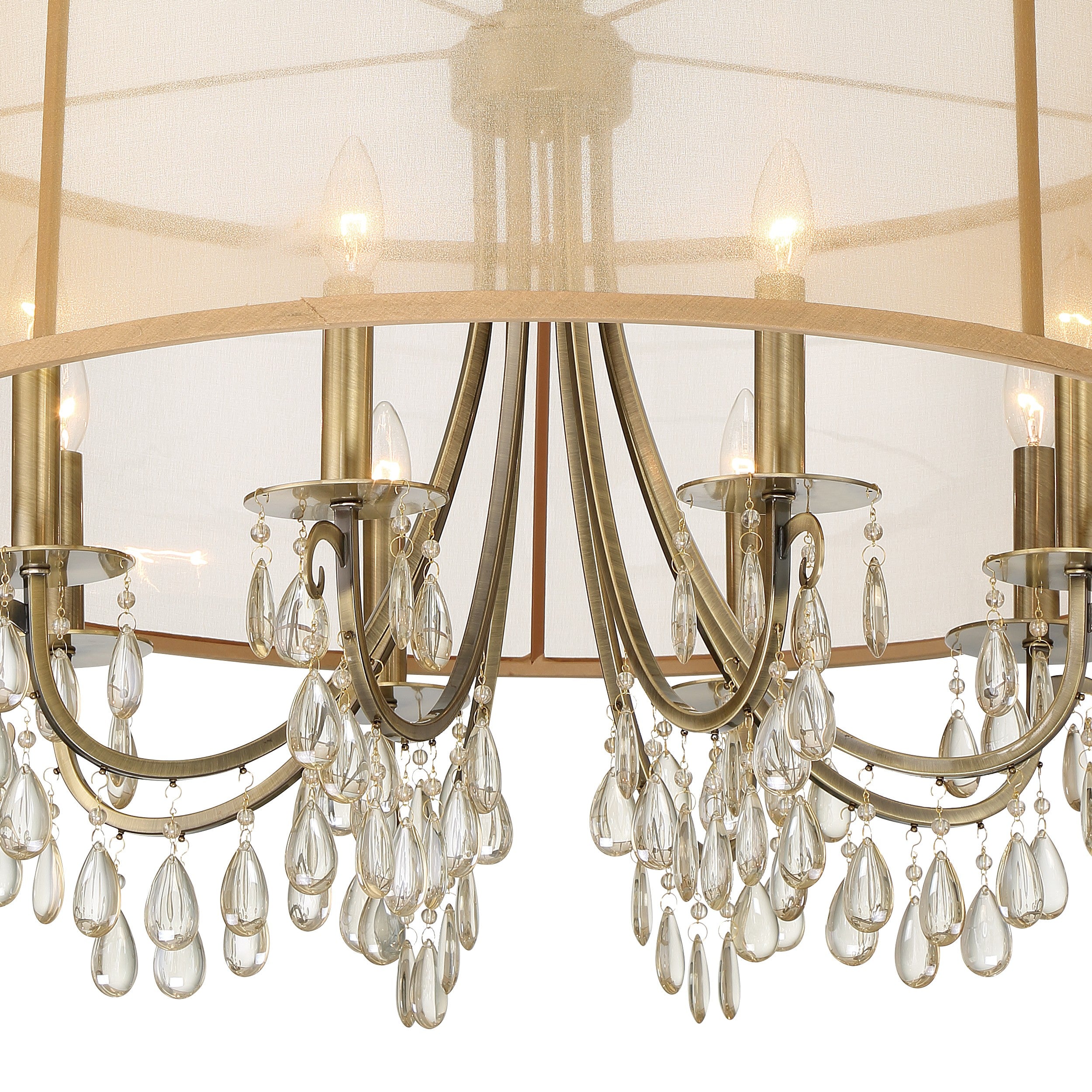 Crystorama Hampton 5628-AB – 32 Inch – 8 Light – Chandelier – Antique Brass – Damp Rated