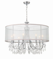 Crystorama Hampton 5628-CH – 32 Inch – 8 Light – Chandelier – Polished Chrome – Damp Rated