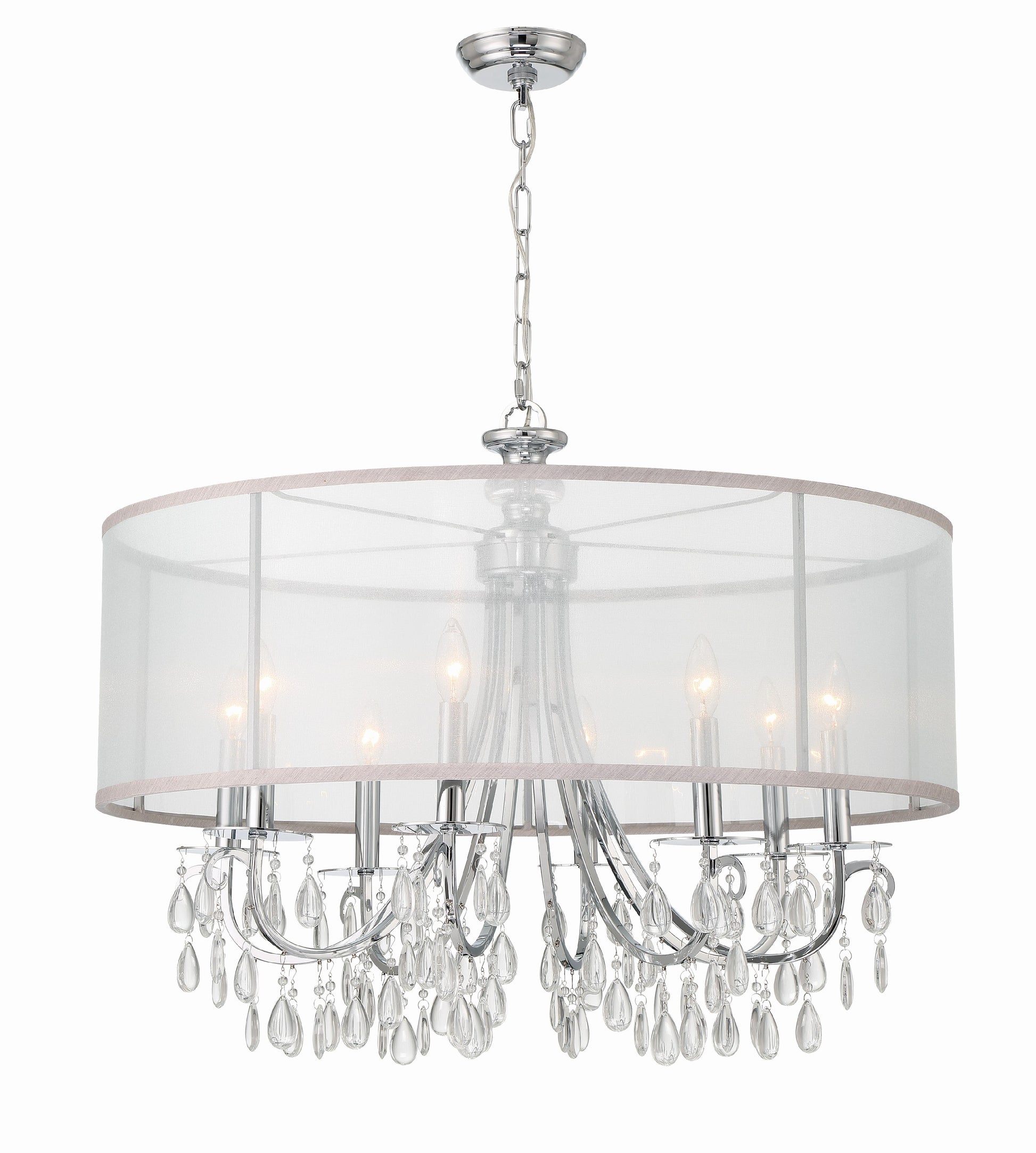 Crystorama Hampton 5628-CH – 32 Inch – 8 Light – Chandelier – Polished Chrome – Damp Rated