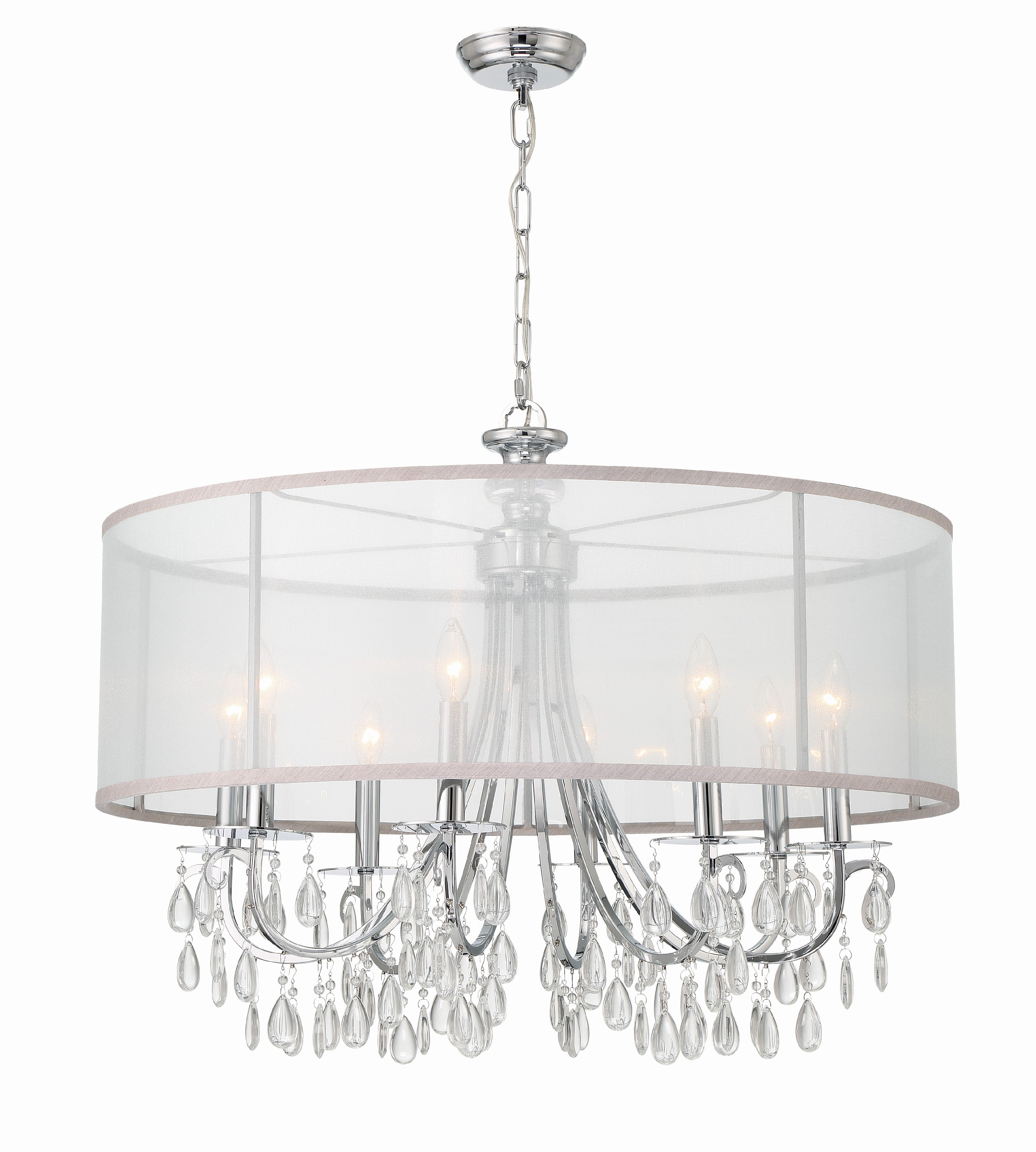 Crystorama Hampton 5628-CH – 32 Inch – 8 Light – Chandelier – Polished Chrome – Damp Rated