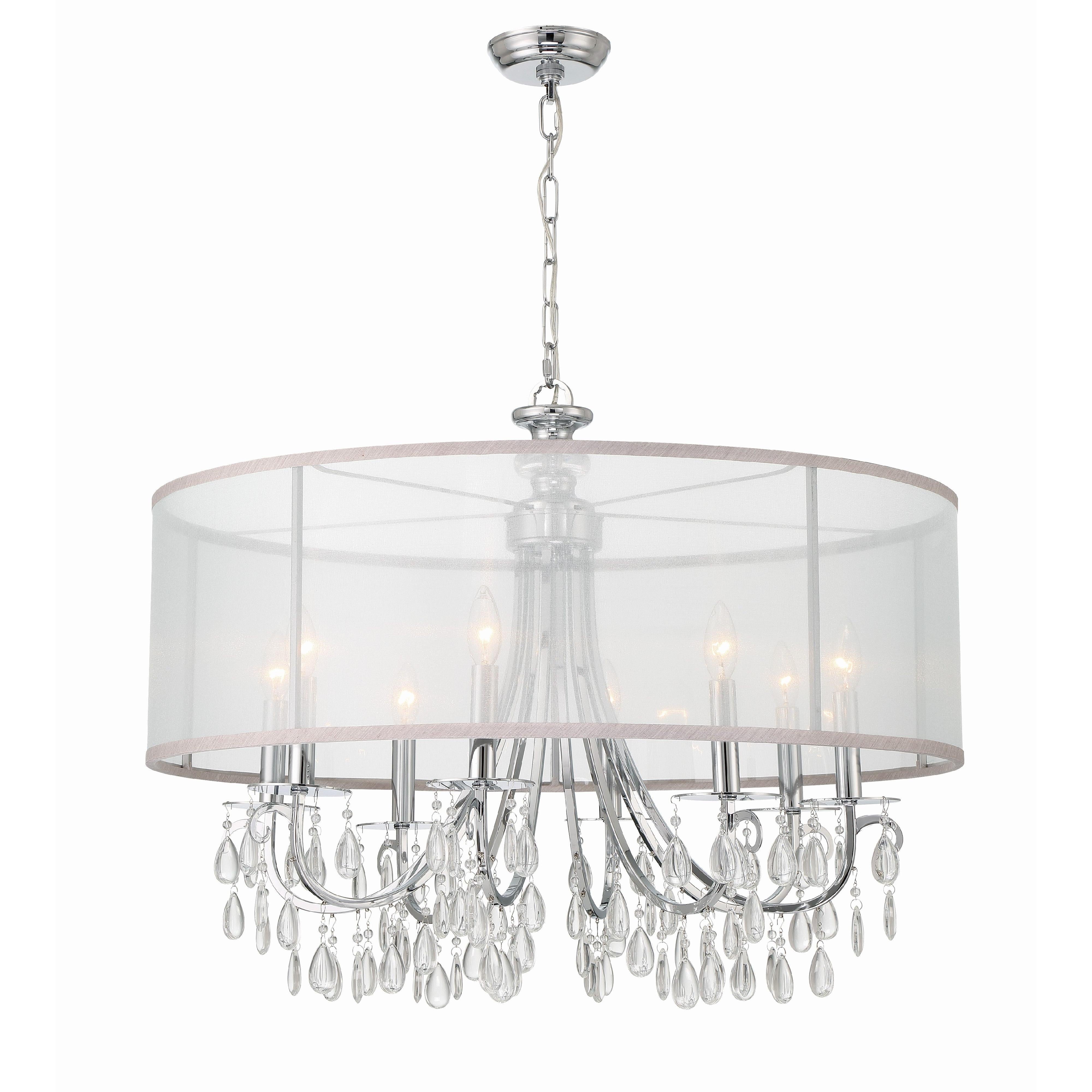Crystorama Hampton 5628-CH – 32 Inch – 8 Light – Chandelier – Polished Chrome – Damp Rated
