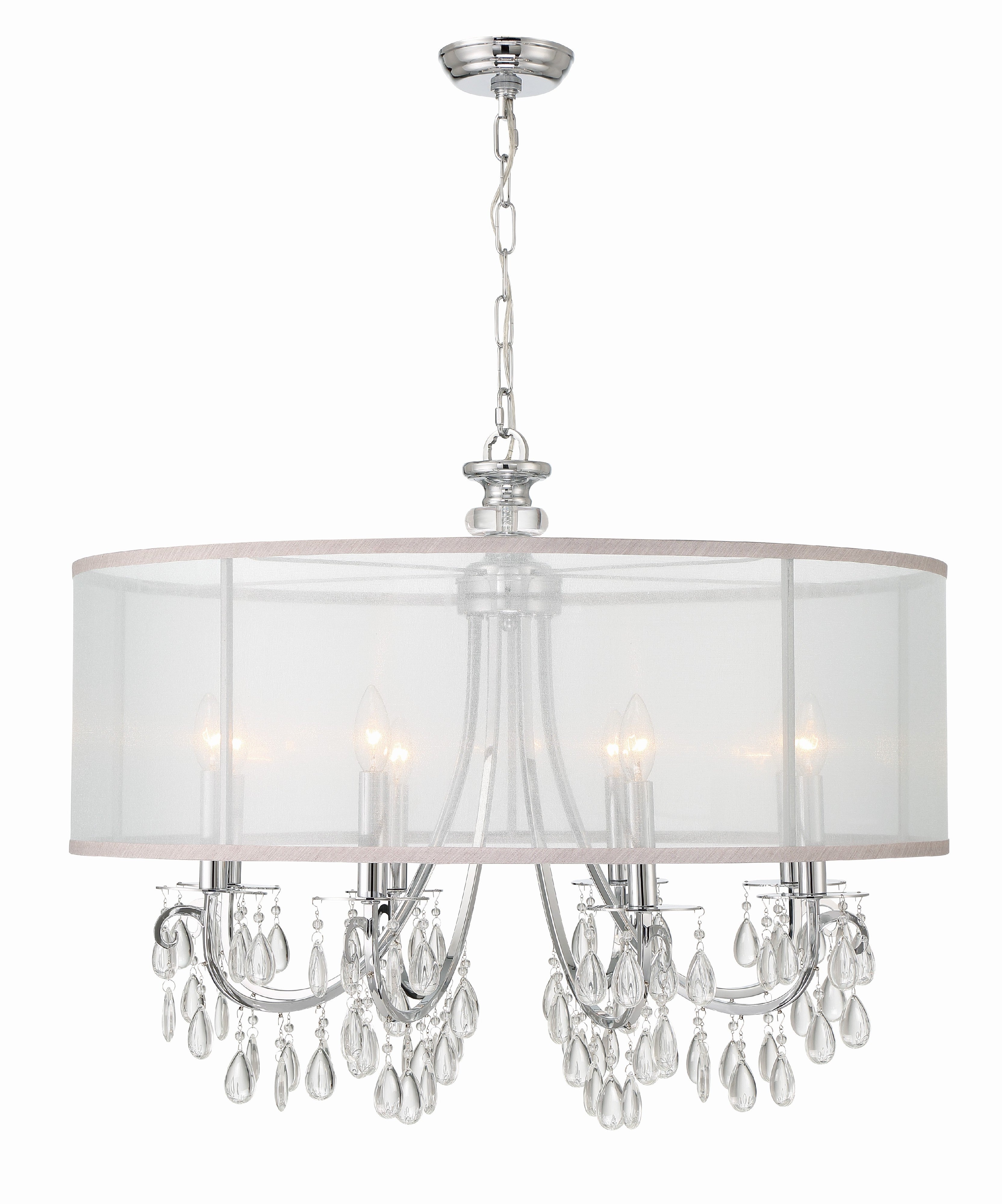 Crystorama Hampton 5628-CH – 32 Inch – 8 Light – Chandelier – Polished Chrome – Damp Rated