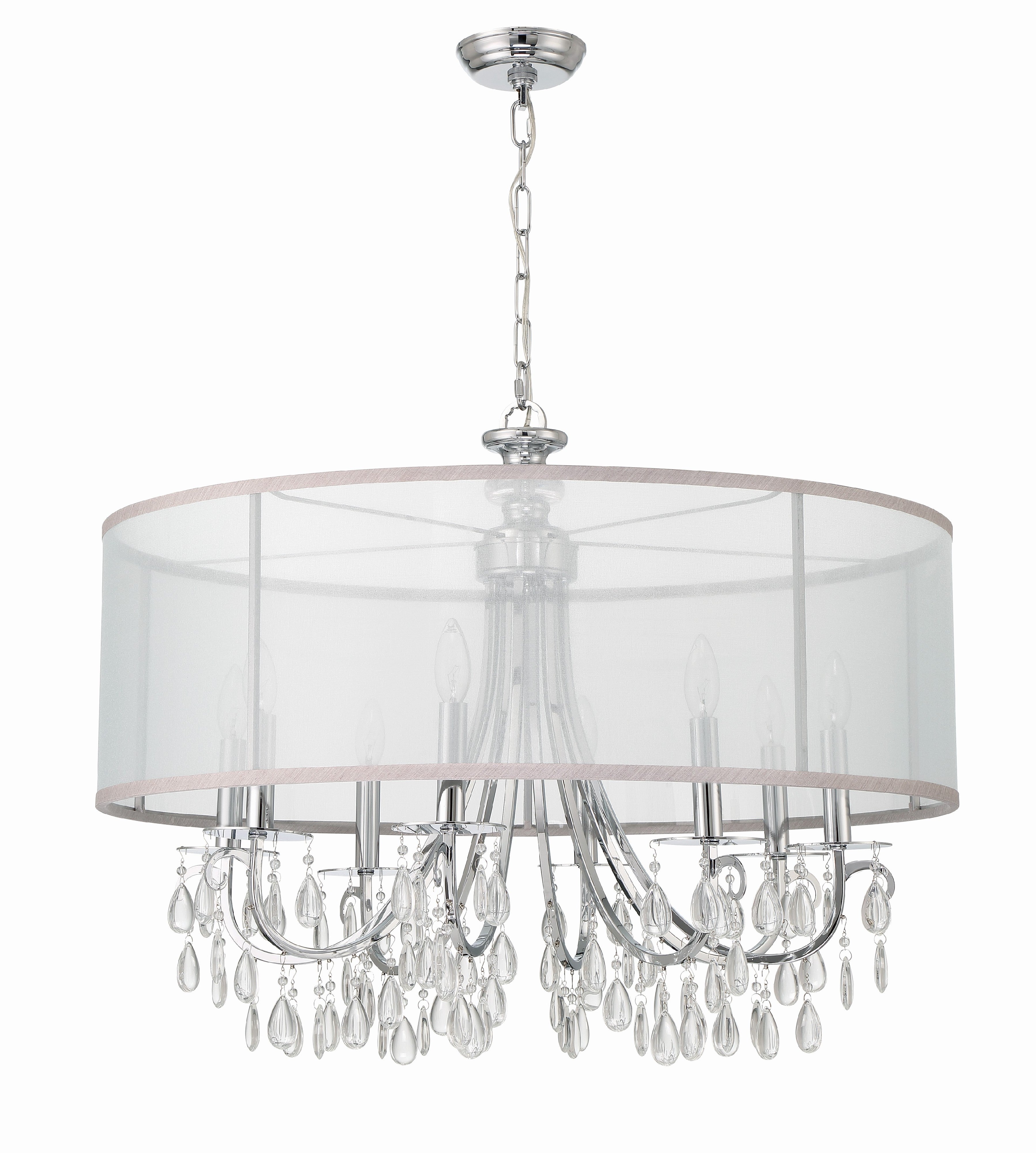 Crystorama Hampton 5628-CH – 32 Inch – 8 Light – Chandelier – Polished Chrome – Damp Rated