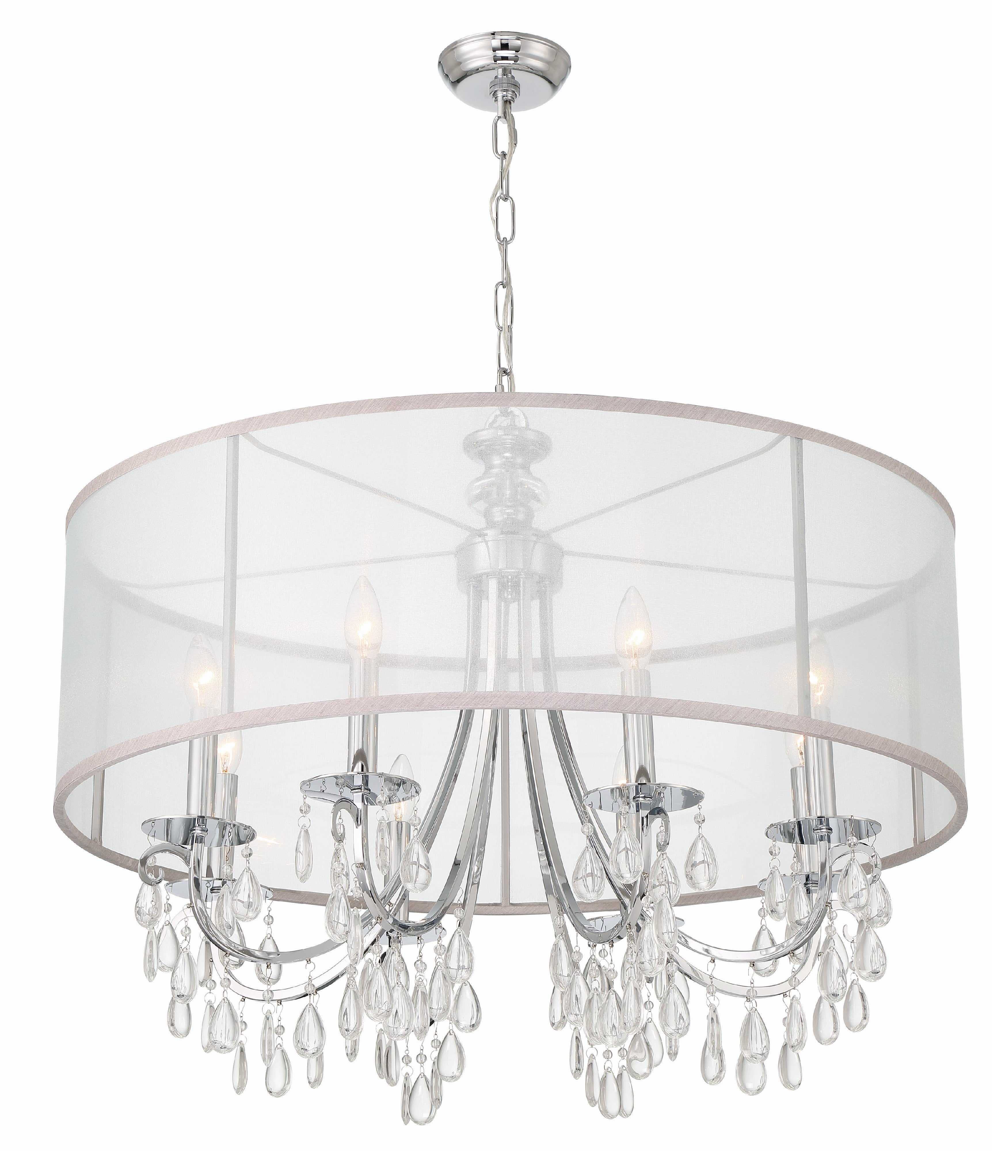 Crystorama Hampton 5628-CH – 32 Inch – 8 Light – Chandelier – Polished Chrome – Damp Rated