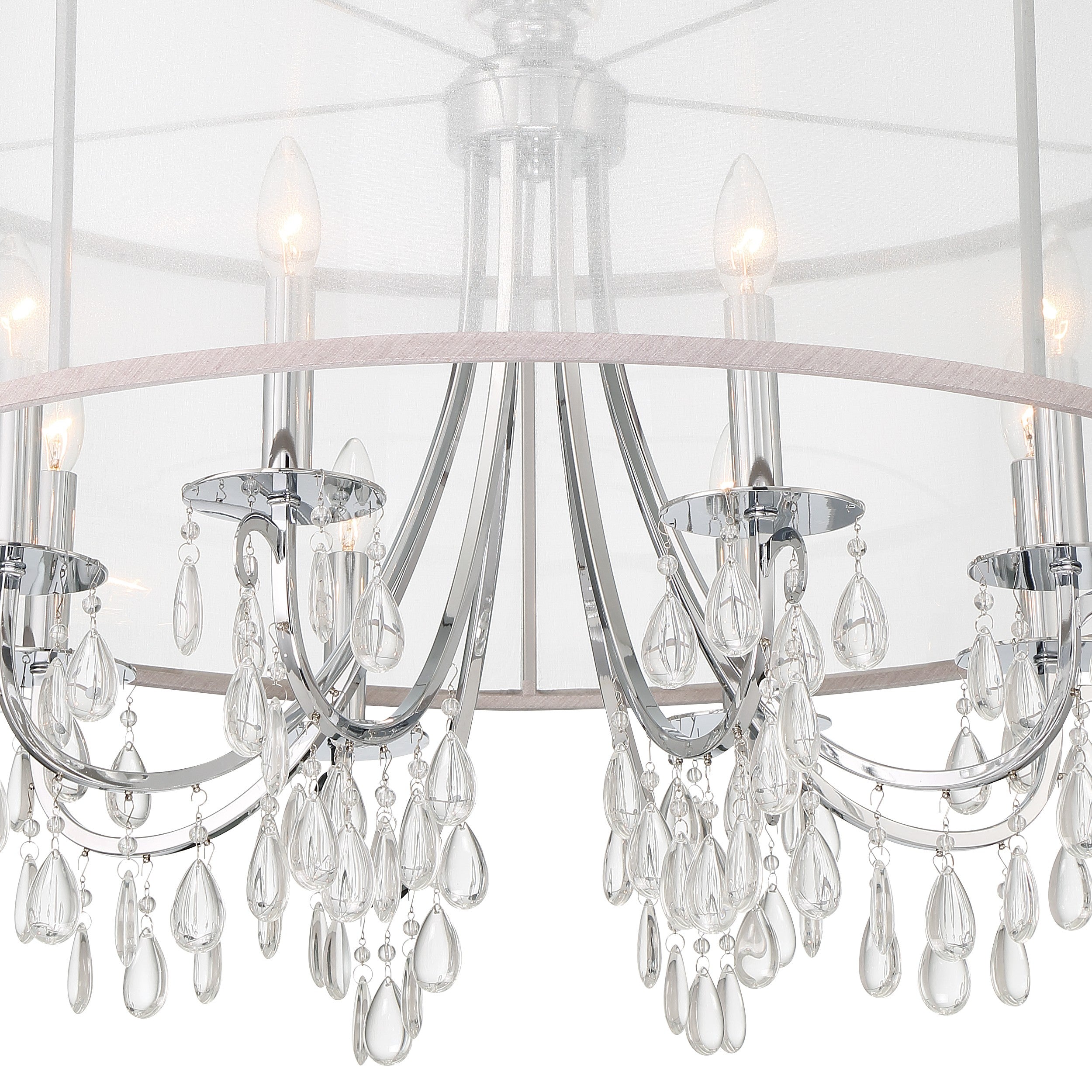 Crystorama Hampton 5628-CH – 32 Inch – 8 Light – Chandelier – Polished Chrome – Damp Rated