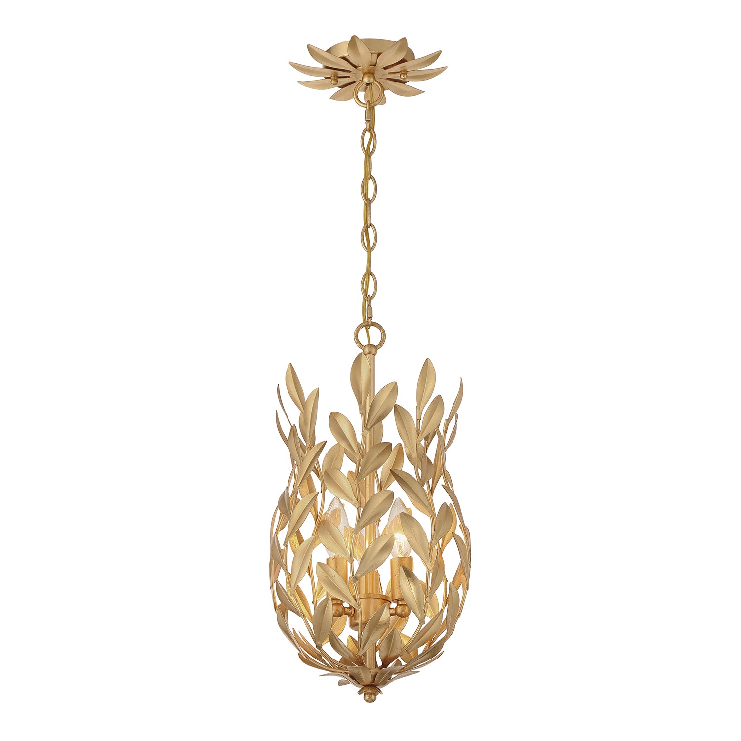 Broche 3 Light Antique Gold Mini Pendant