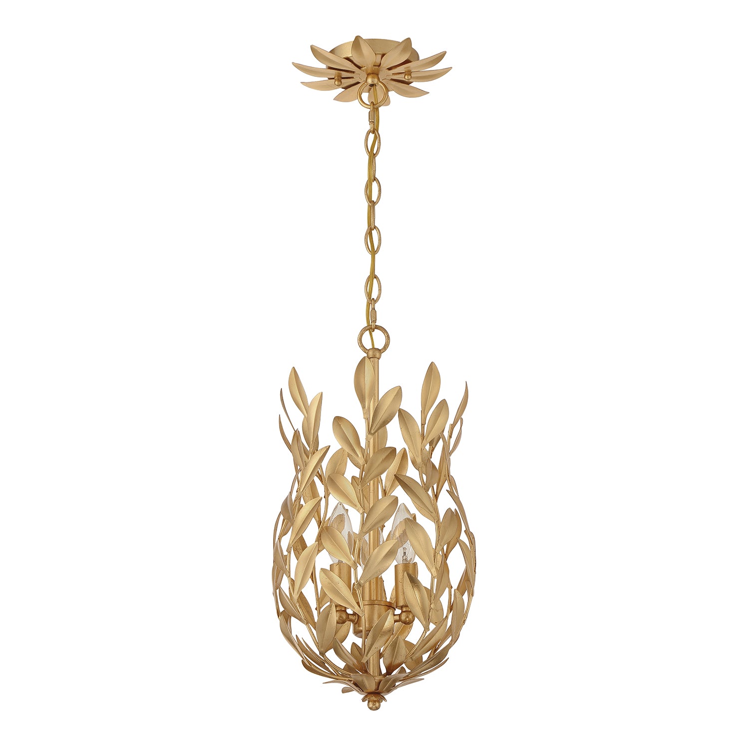 Crystorama Broche 563-GA – 9.5 Inch – 3 Light – Pendant Light – Antique Gold – Damp Rated