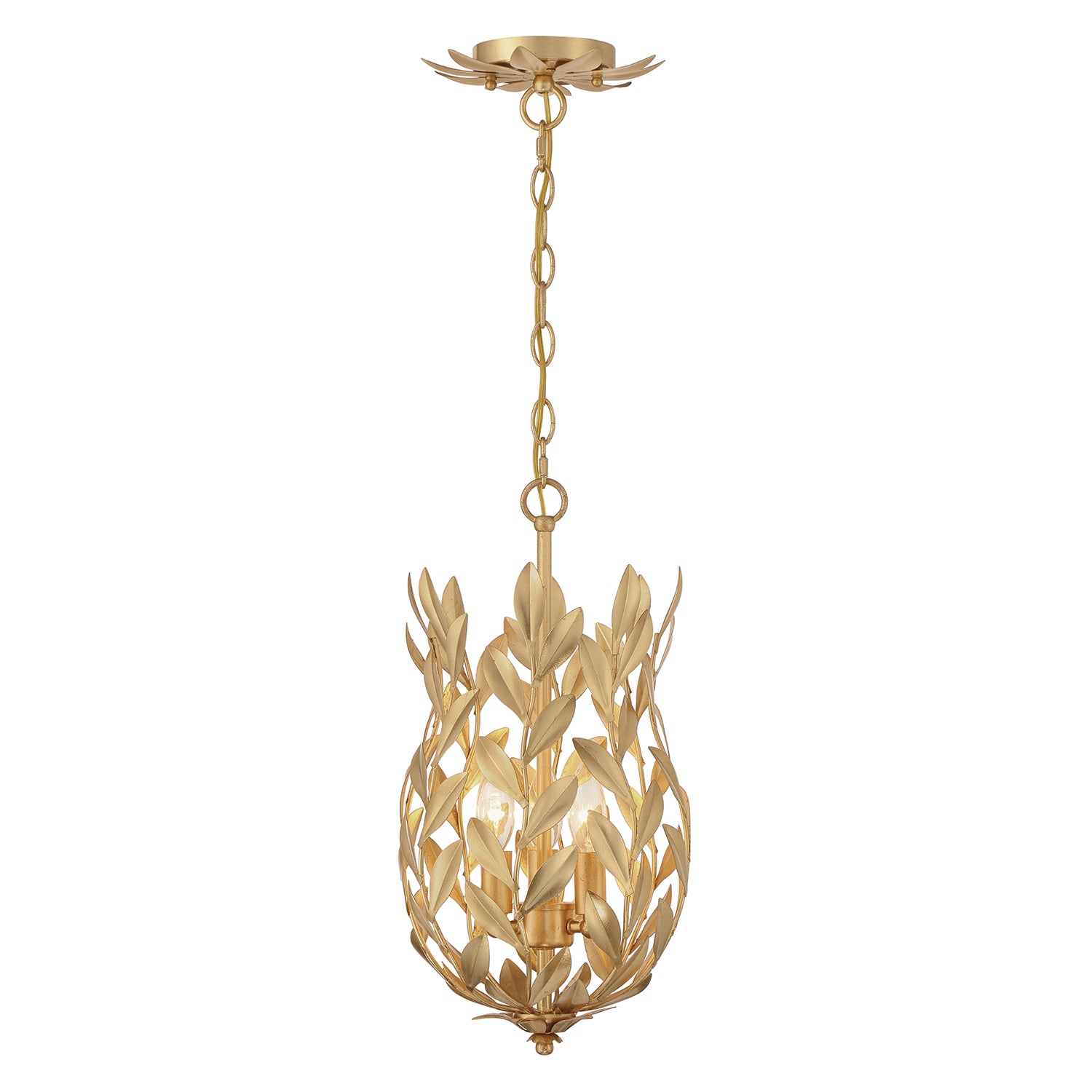 Crystorama Broche 563-GA – 9.5 Inch – 3 Light – Pendant Light – Antique Gold – Damp Rated