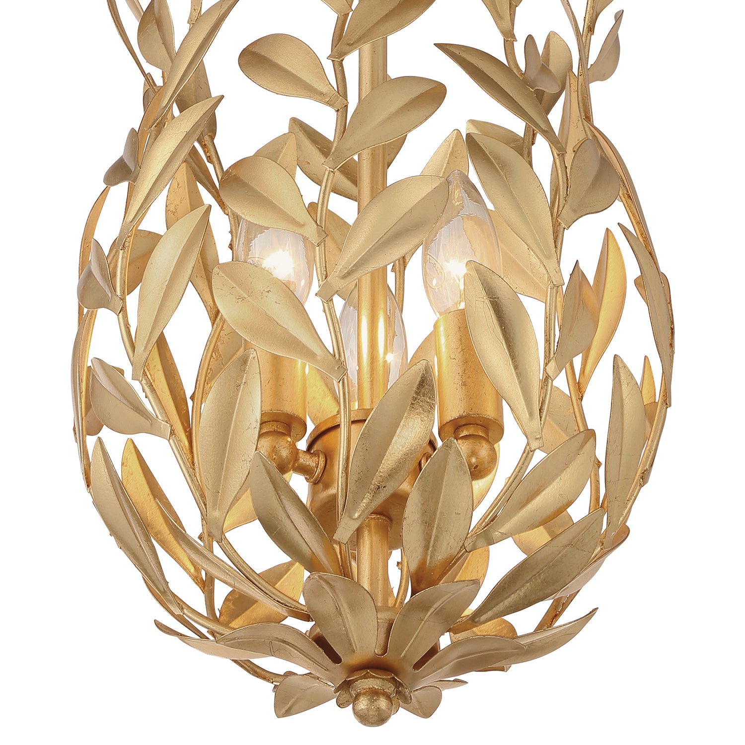 Crystorama Broche 563-GA – 9.5 Inch – 3 Light – Pendant Light – Antique Gold – Damp Rated