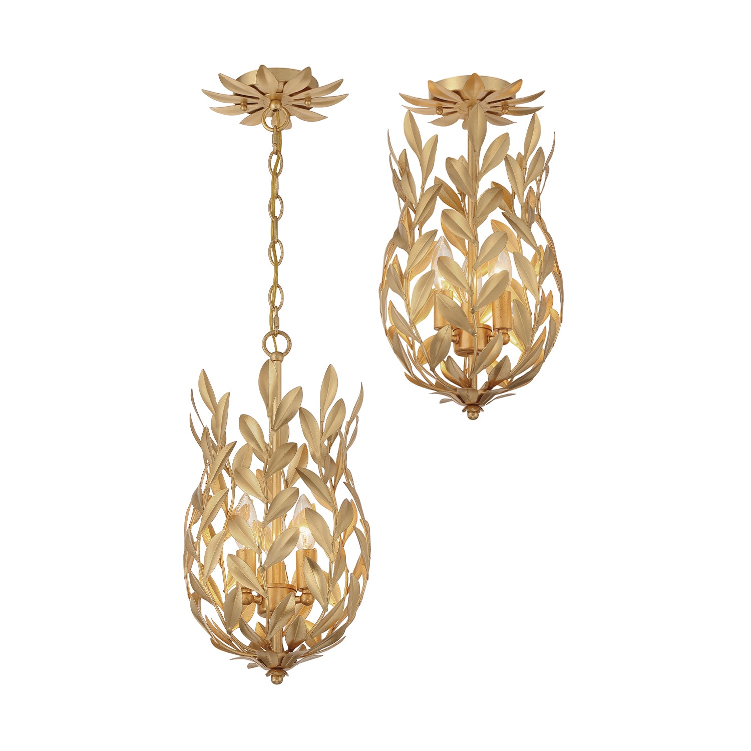 Crystorama Broche 563-GA – 9.5 Inch – 3 Light – Pendant Light – Antique Gold – Damp Rated