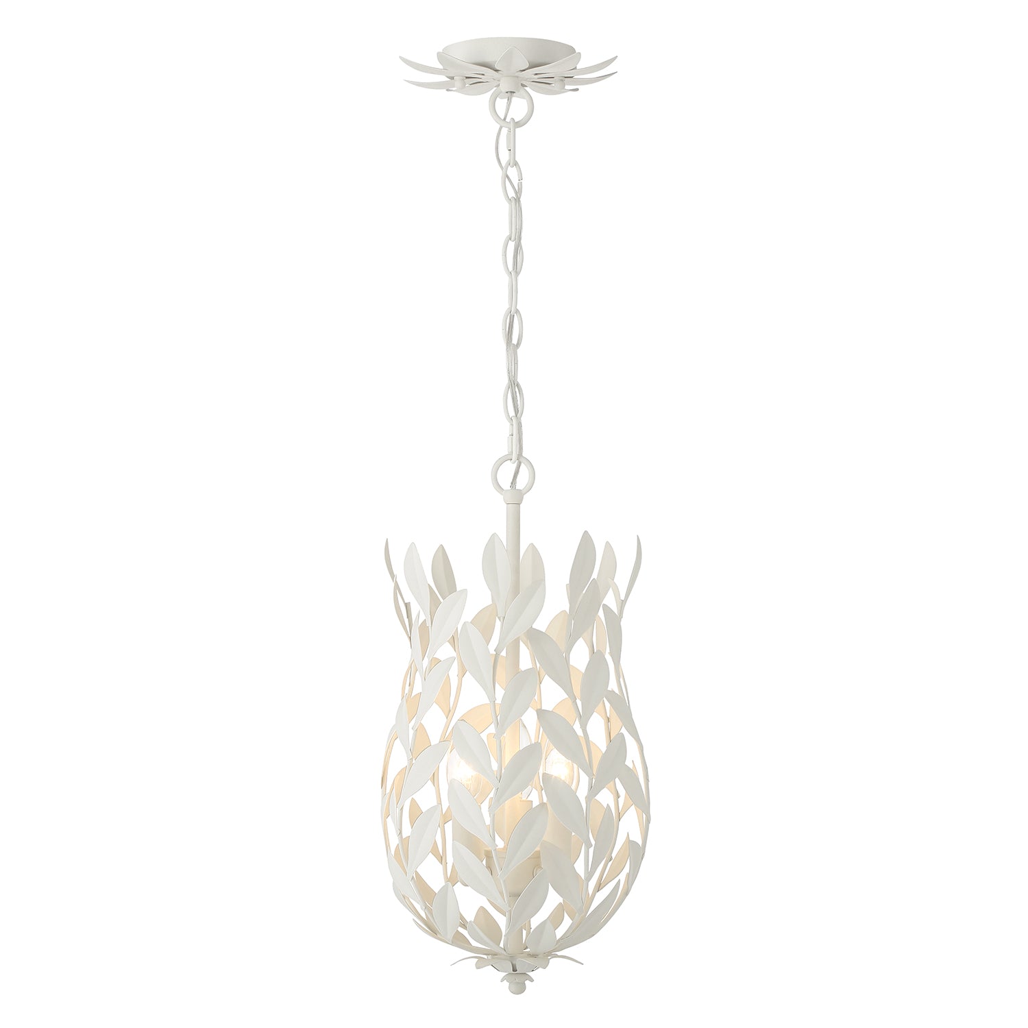 Crystorama Broche 563-MT – 9.5 Inch – 3 Light – Pendant Light – Matte White – Damp Rated