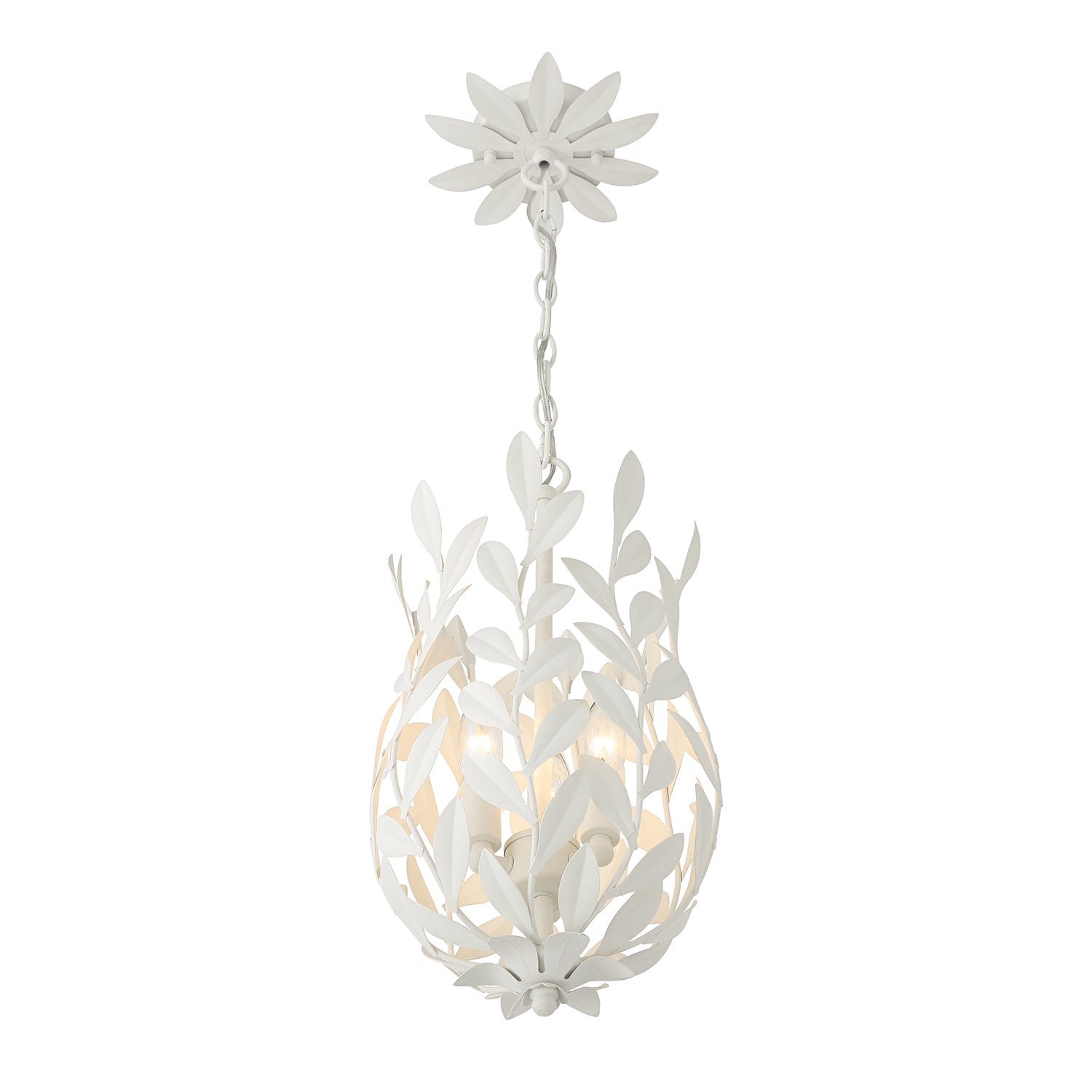 Crystorama Broche 563-MT – 9.5 Inch – 3 Light – Pendant Light – Matte White – Damp Rated