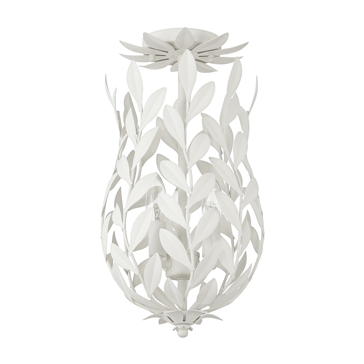 Crystorama Broche 563-MT_CEILING – 9.5 Inch – 3 Light – Semi Flush Mount Light – Matte White – Damp Rated