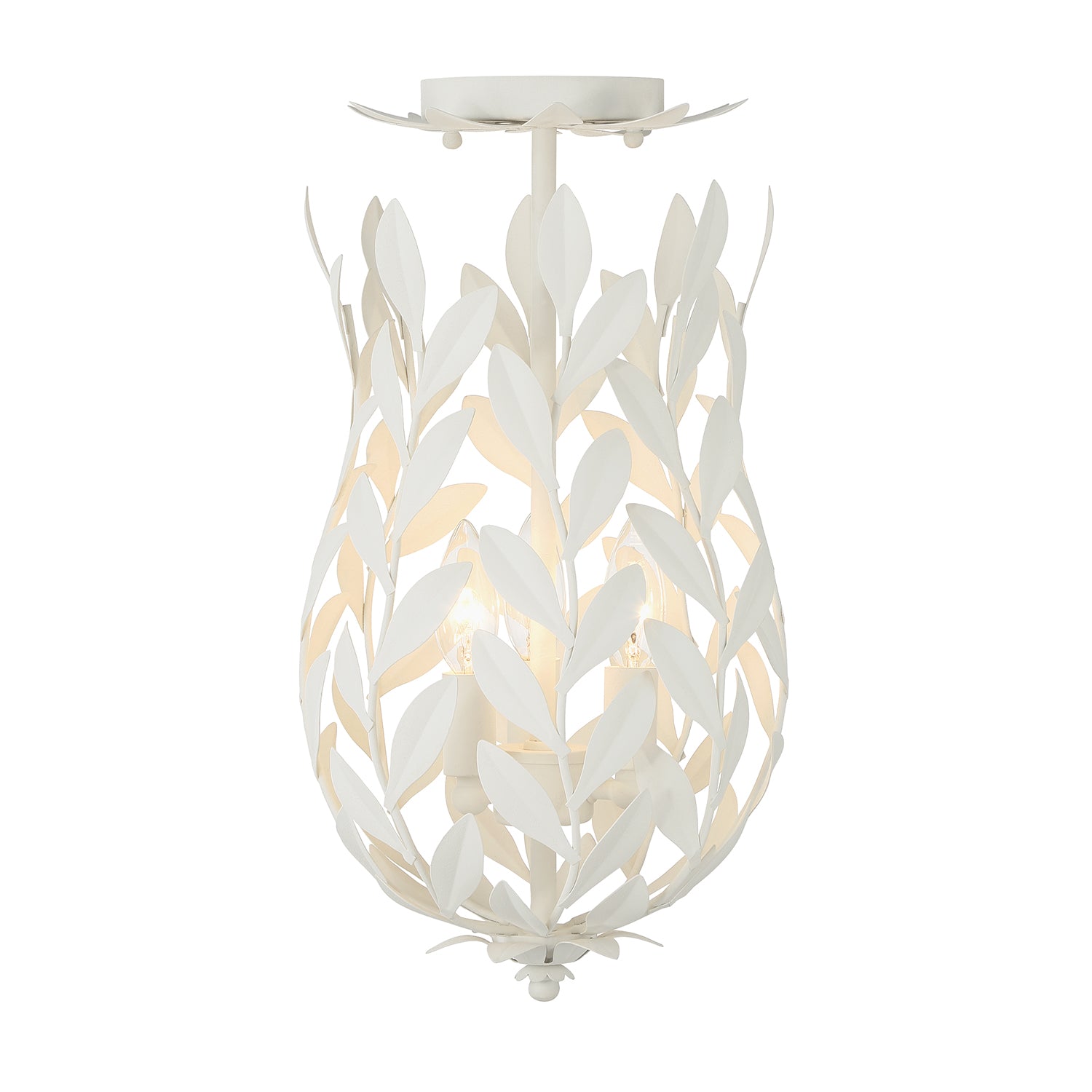 Crystorama Broche 563-MT_CEILING – 9.5 Inch – 3 Light – Semi Flush Mount Light – Matte White – Damp Rated