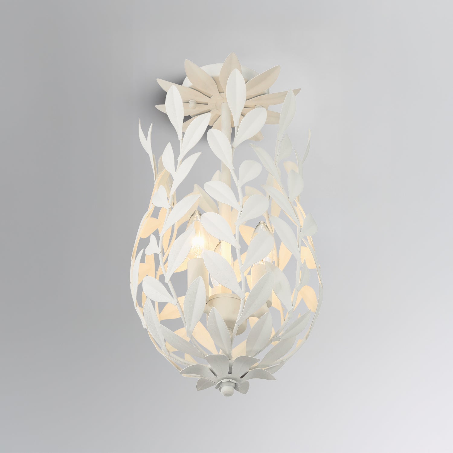 Crystorama Broche 563-MT_CEILING – 9.5 Inch – 3 Light – Semi Flush Mount Light – Matte White – Damp Rated