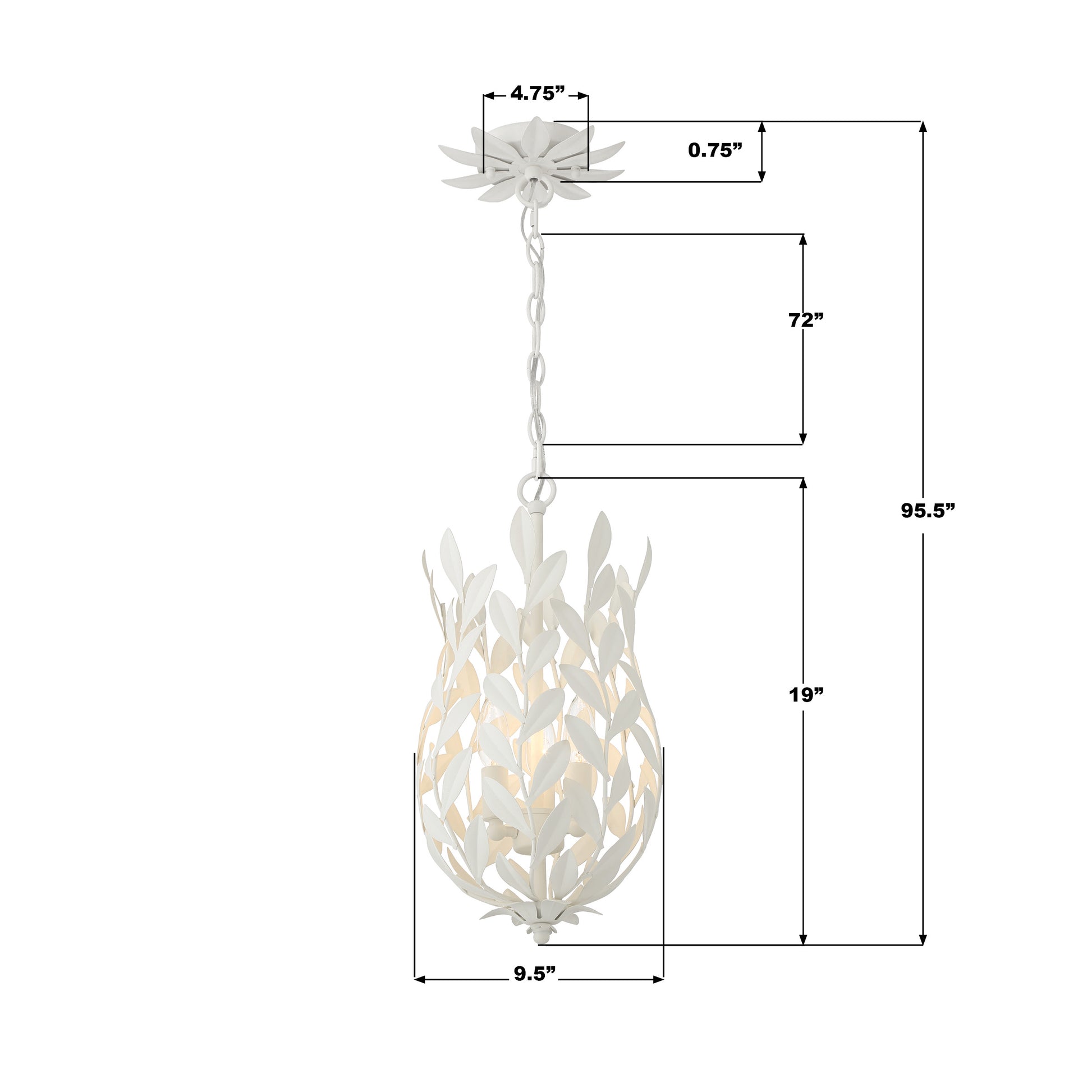 Crystorama Broche 563-MT – 9.5 Inch – 3 Light – Pendant Light – Matte White – Damp Rated