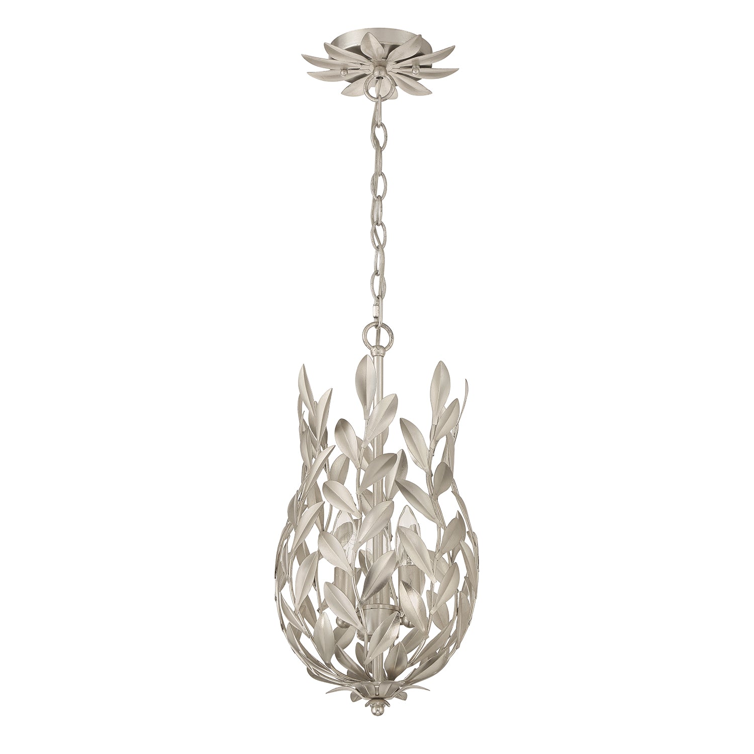 Crystorama Broche 563-SA – 9.5 Inch – 3 Light – Pendant Light – Antique Silver – Damp Rated