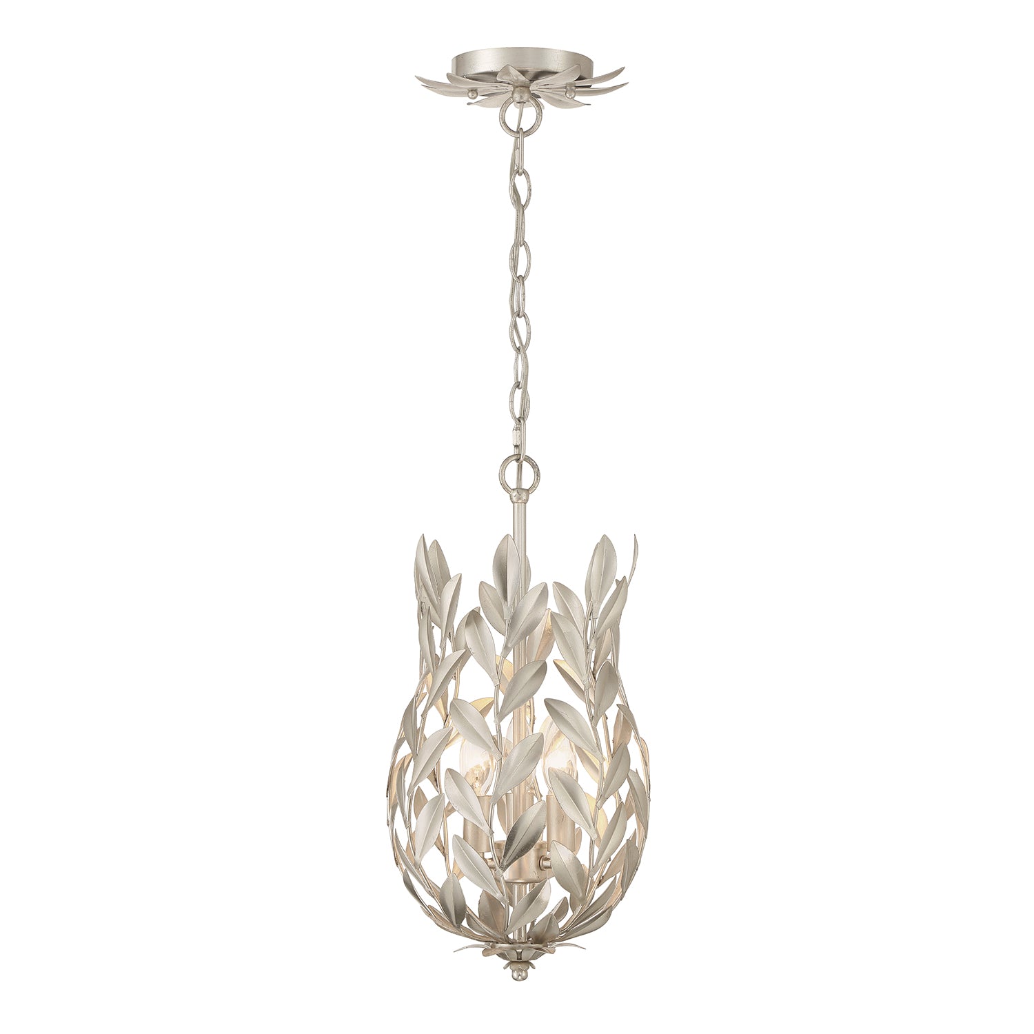 Crystorama Broche 563-SA – 9.5 Inch – 3 Light – Pendant Light – Antique Silver – Damp Rated