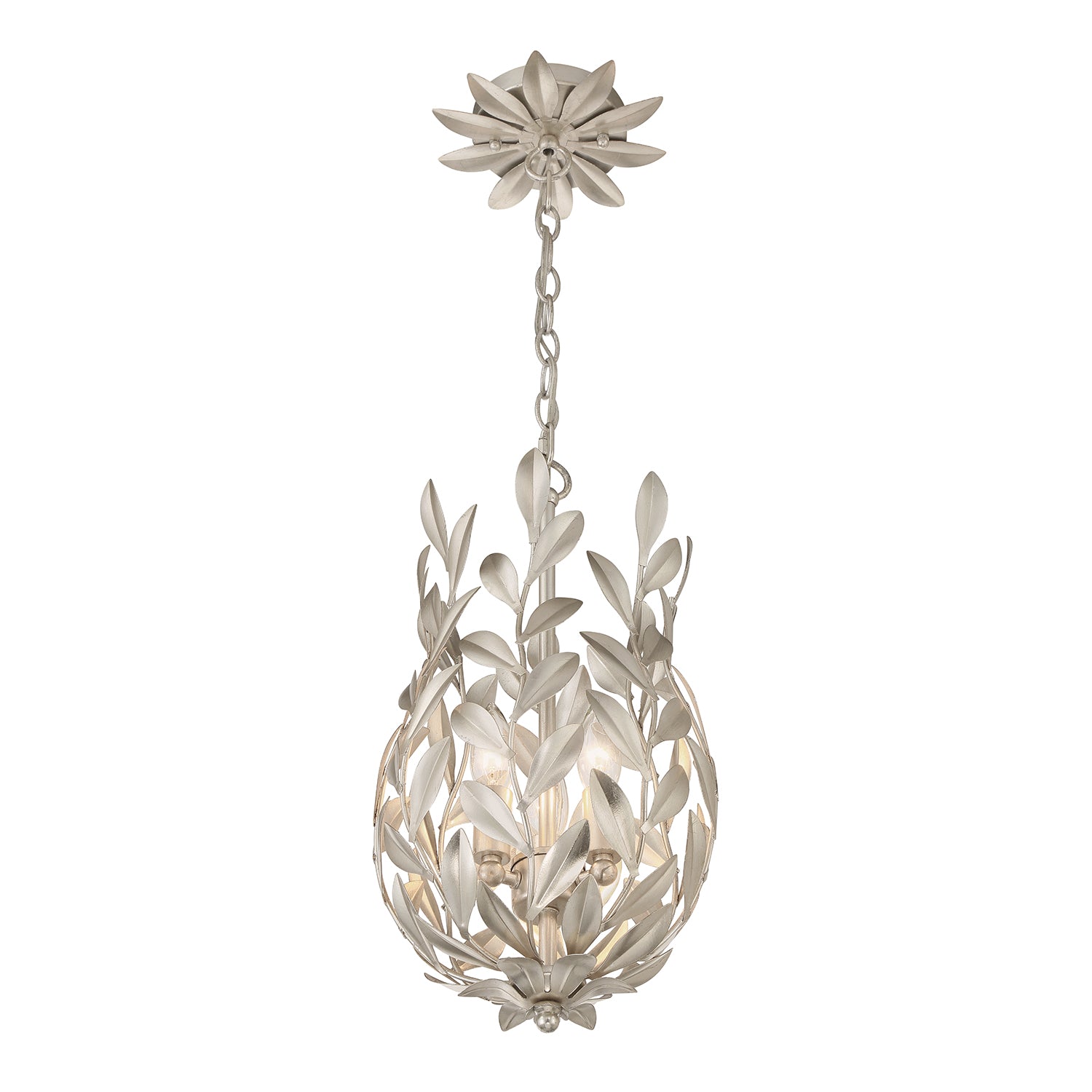 Crystorama Broche 563-SA – 9.5 Inch – 3 Light – Pendant Light – Antique Silver – Damp Rated