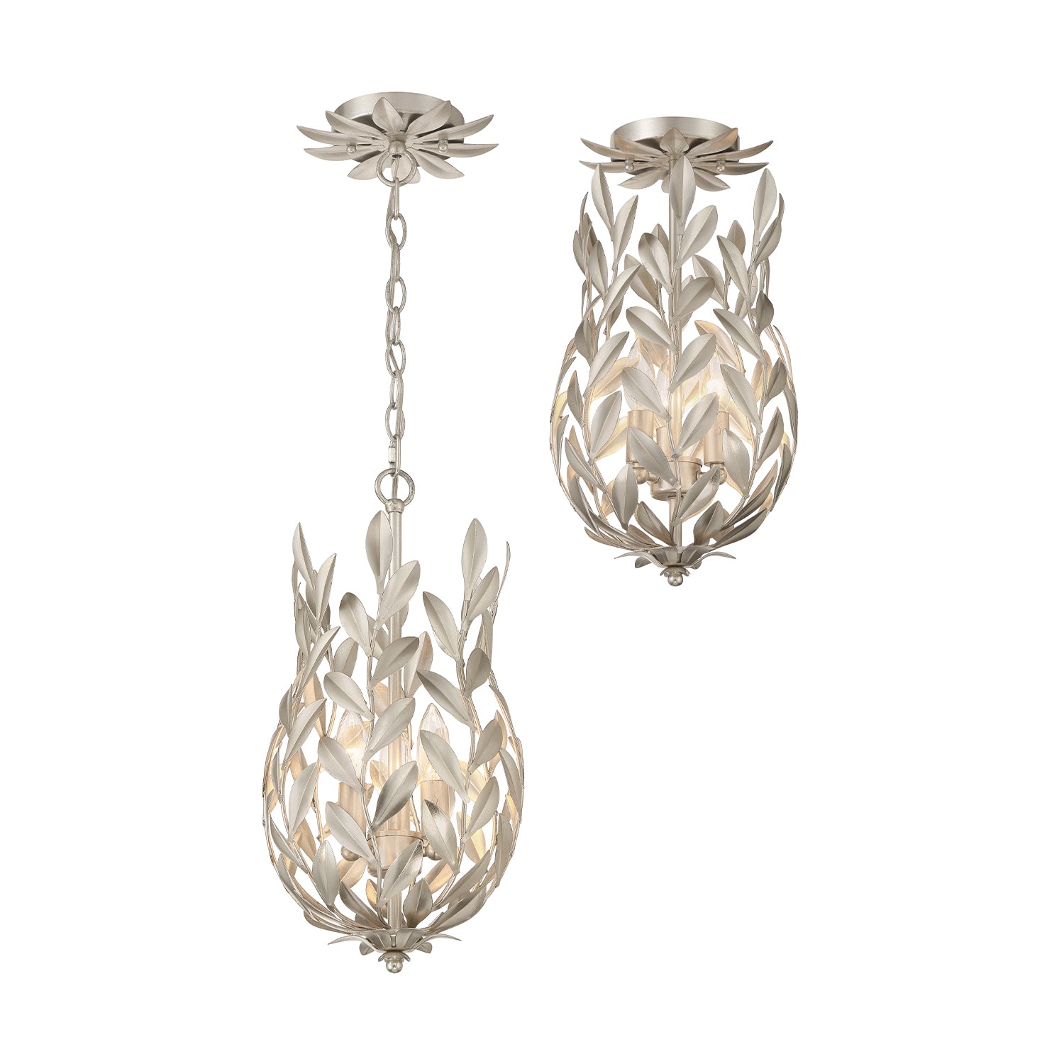 Crystorama Broche 563-SA – 9.5 Inch – 3 Light – Pendant Light – Antique Silver – Damp Rated