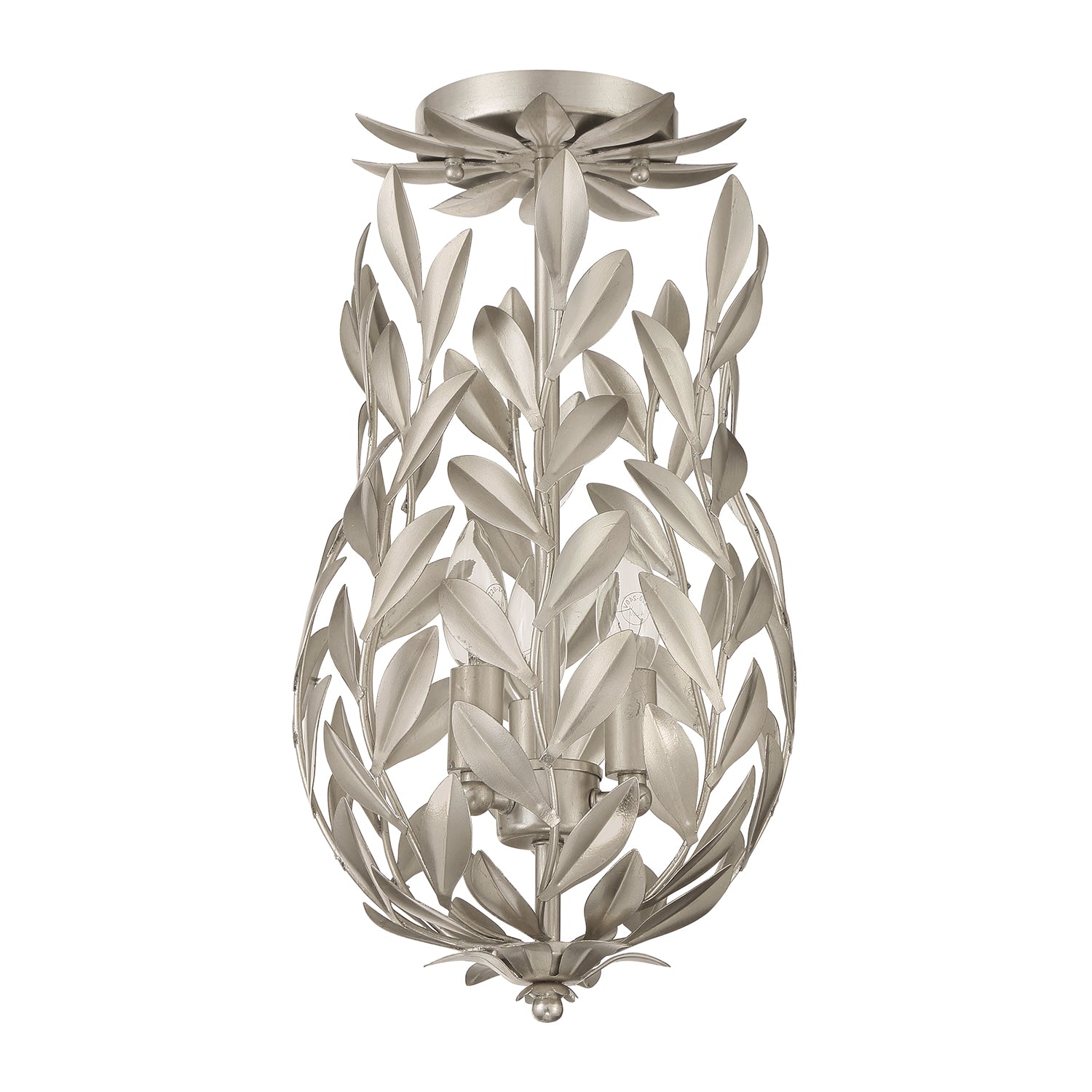Crystorama Broche 563-SA_CEILING – 9.5 Inch – 3 Light – Semi Flush Mount Light – Antique Silver – Damp Rated