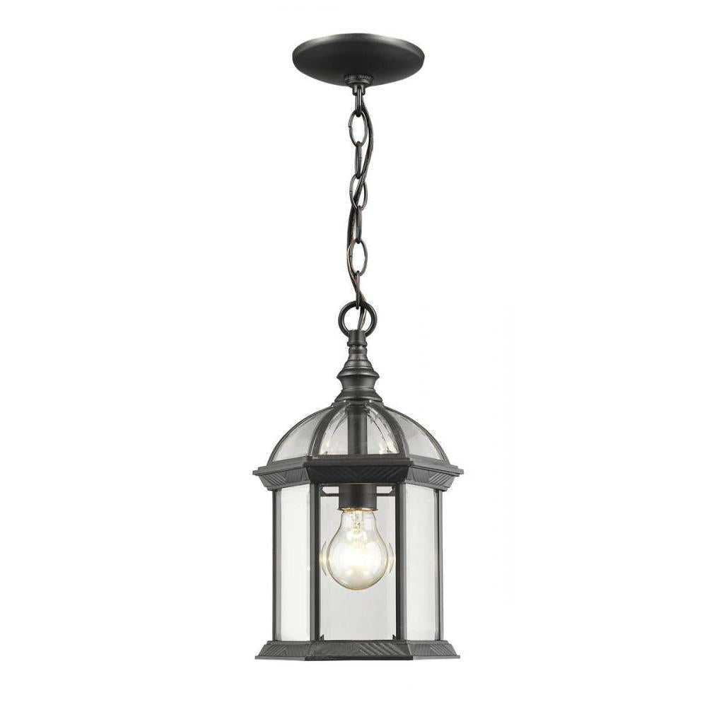 1 Light Outdoor Chain Mount Ceiling Fixture-Clear Beveled