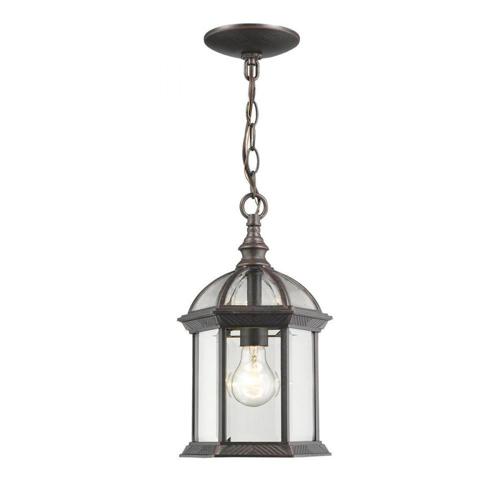 1 Light Outdoor Chain Mount Ceiling Fixture-Clear Beveled