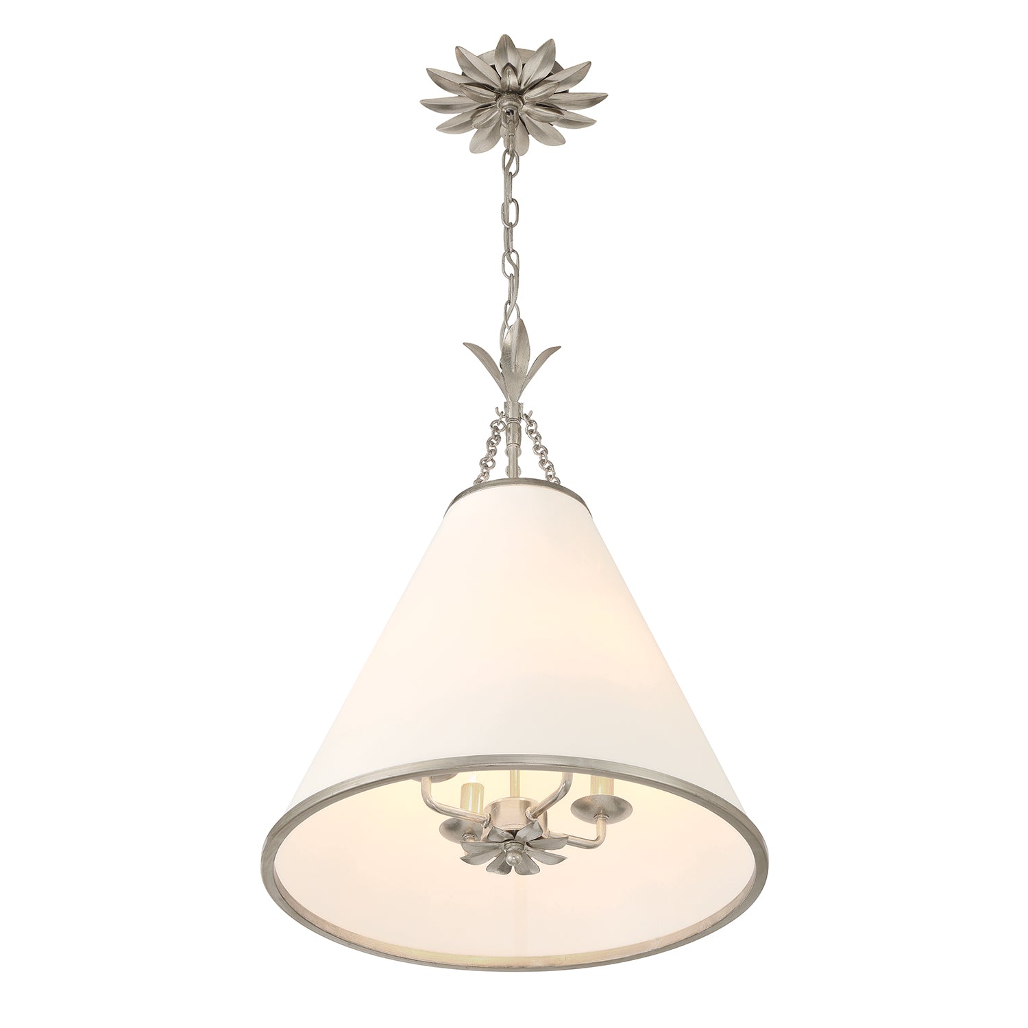 Crystorama Broche 564-SA – 18 Inch – 4 Light – Pendant Light – Antique Silver – Dry Rated