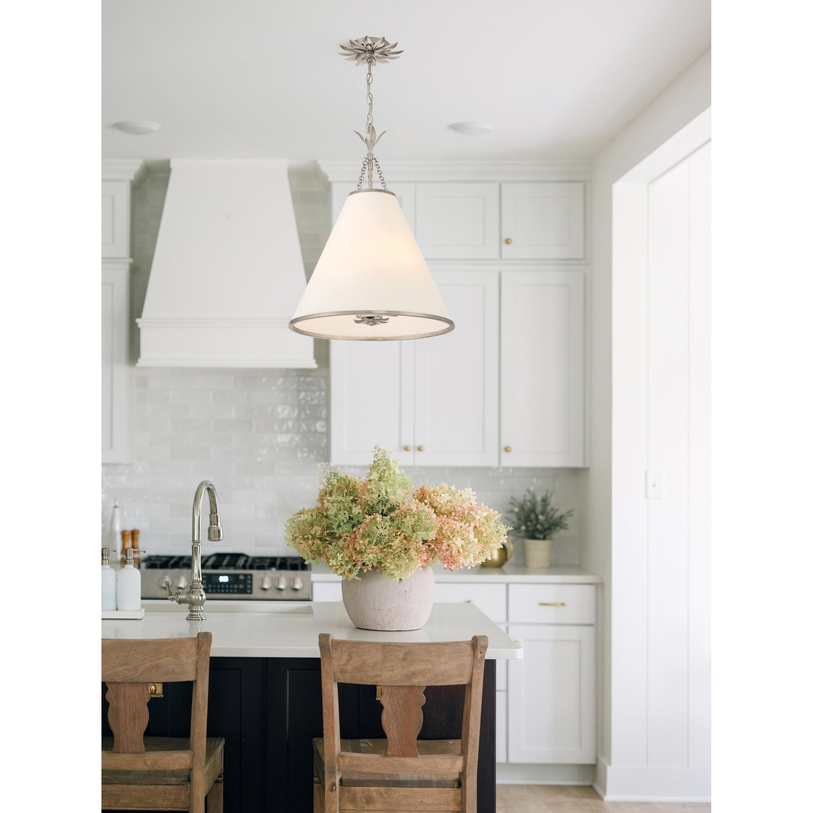 Crystorama Broche 564-SA – 18 Inch – 4 Light – Pendant Light – Antique Silver – Dry Rated