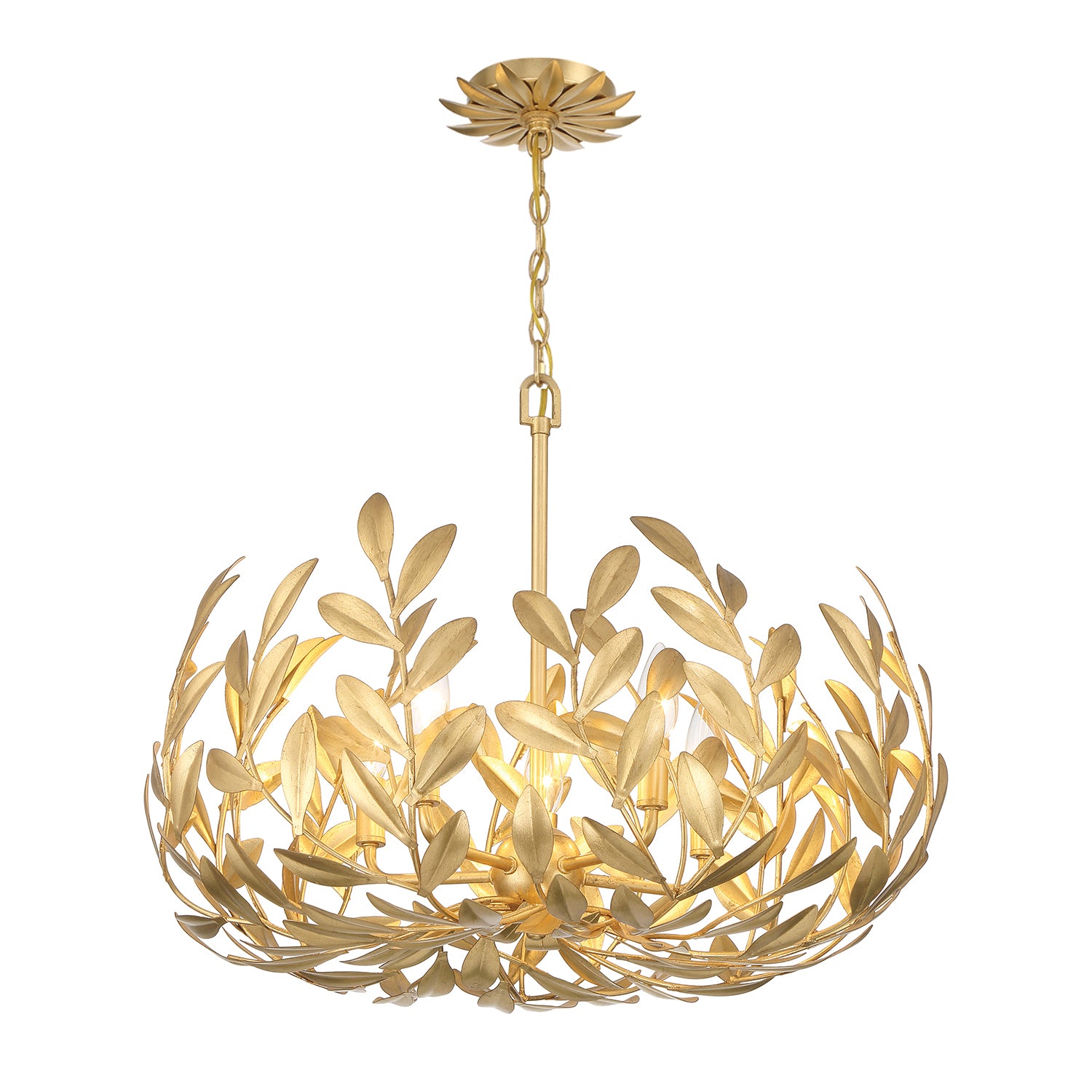 Crystorama Broche 566-GA – 23 Inch – 5 Light – Chandelier – Antique Gold – Damp Rated