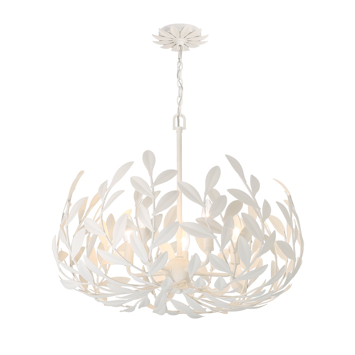 Crystorama Broche 566-MT – 23 Inch – 5 Light – Chandelier – Matte White – Damp Rated