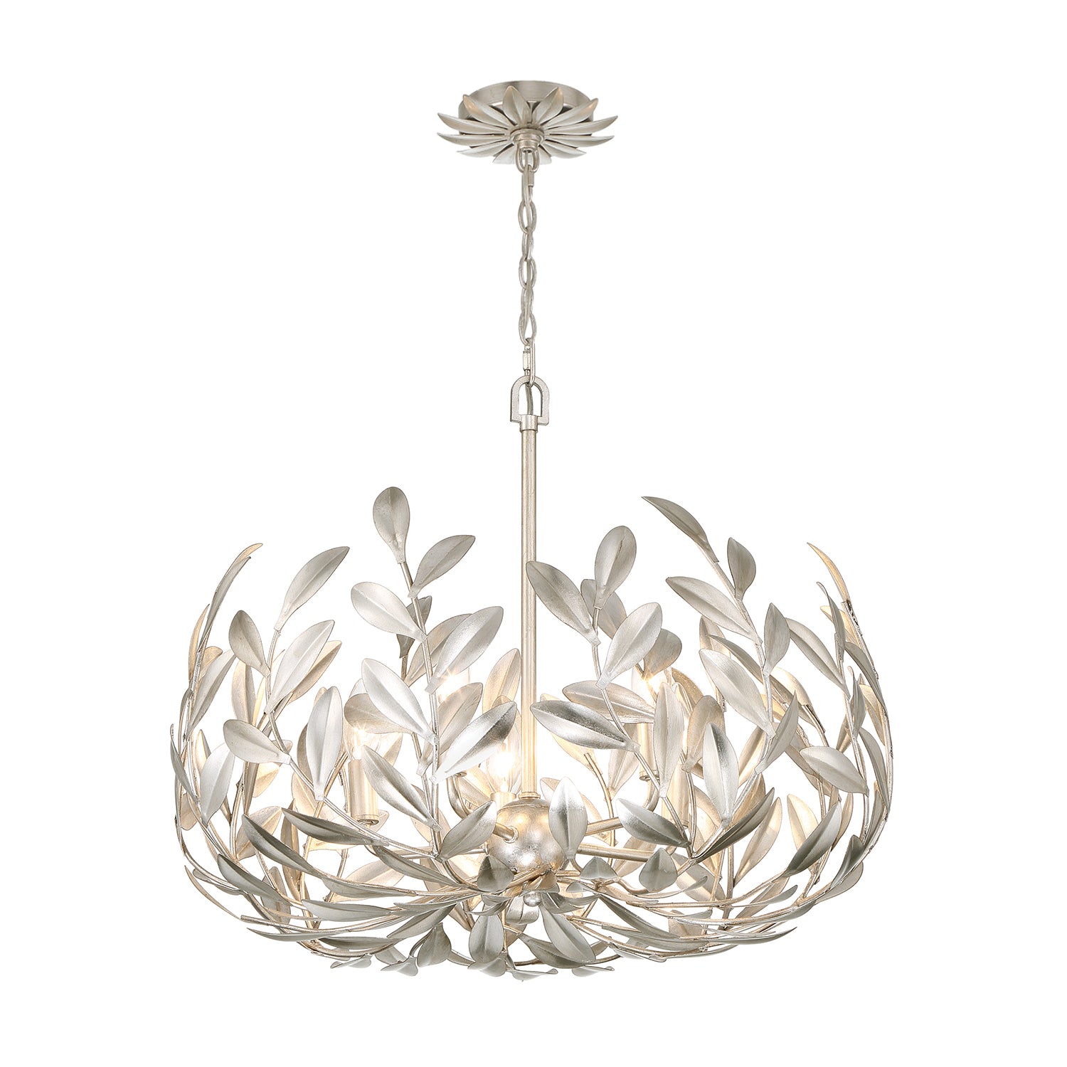 Crystorama Broche 566-SA – 23 Inch – 5 Light – Chandelier – Antique Silver – Damp Rated