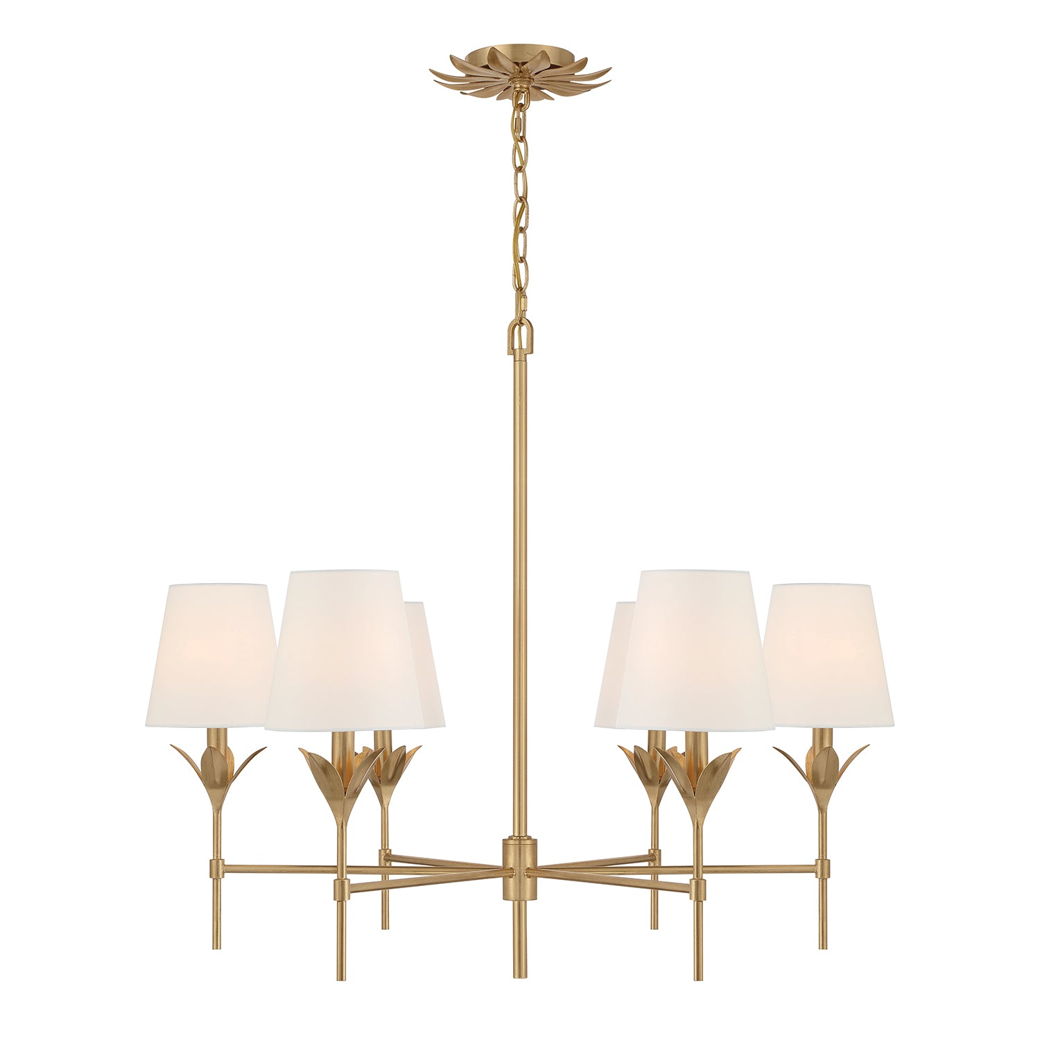 Crystorama Broche 568-GA – 32 Inch – 6 Light – Chandelier – Antique Gold – Dry Rated