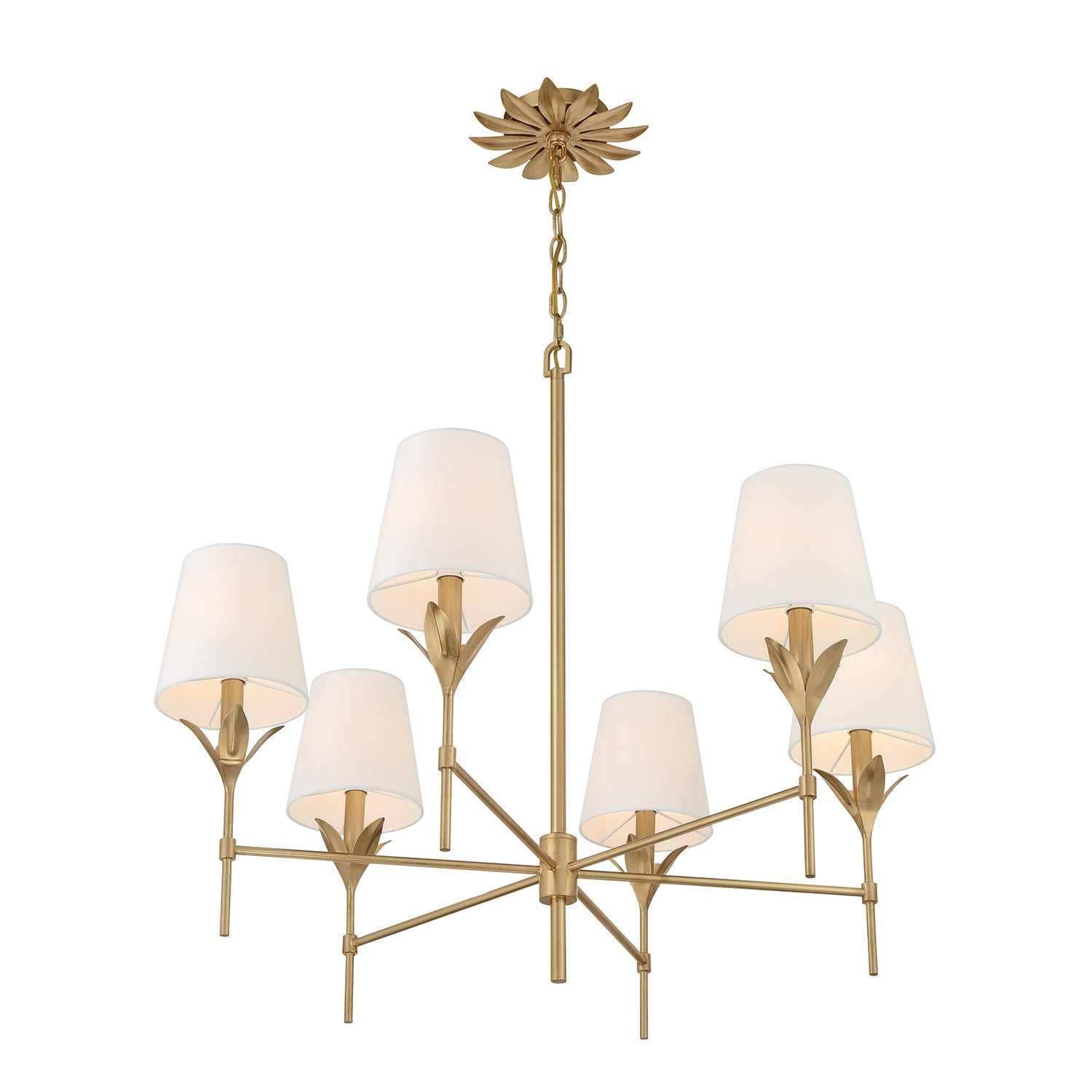 Crystorama Broche 568-GA – 32 Inch – 6 Light – Chandelier – Antique Gold – Dry Rated